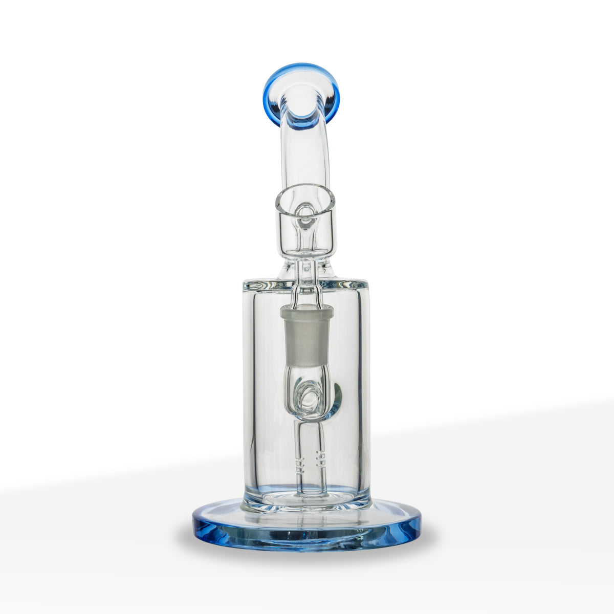 Dab Rig | Color Trim Rig with Percolator | 7" - Glass - Blue - Biohazard Inc