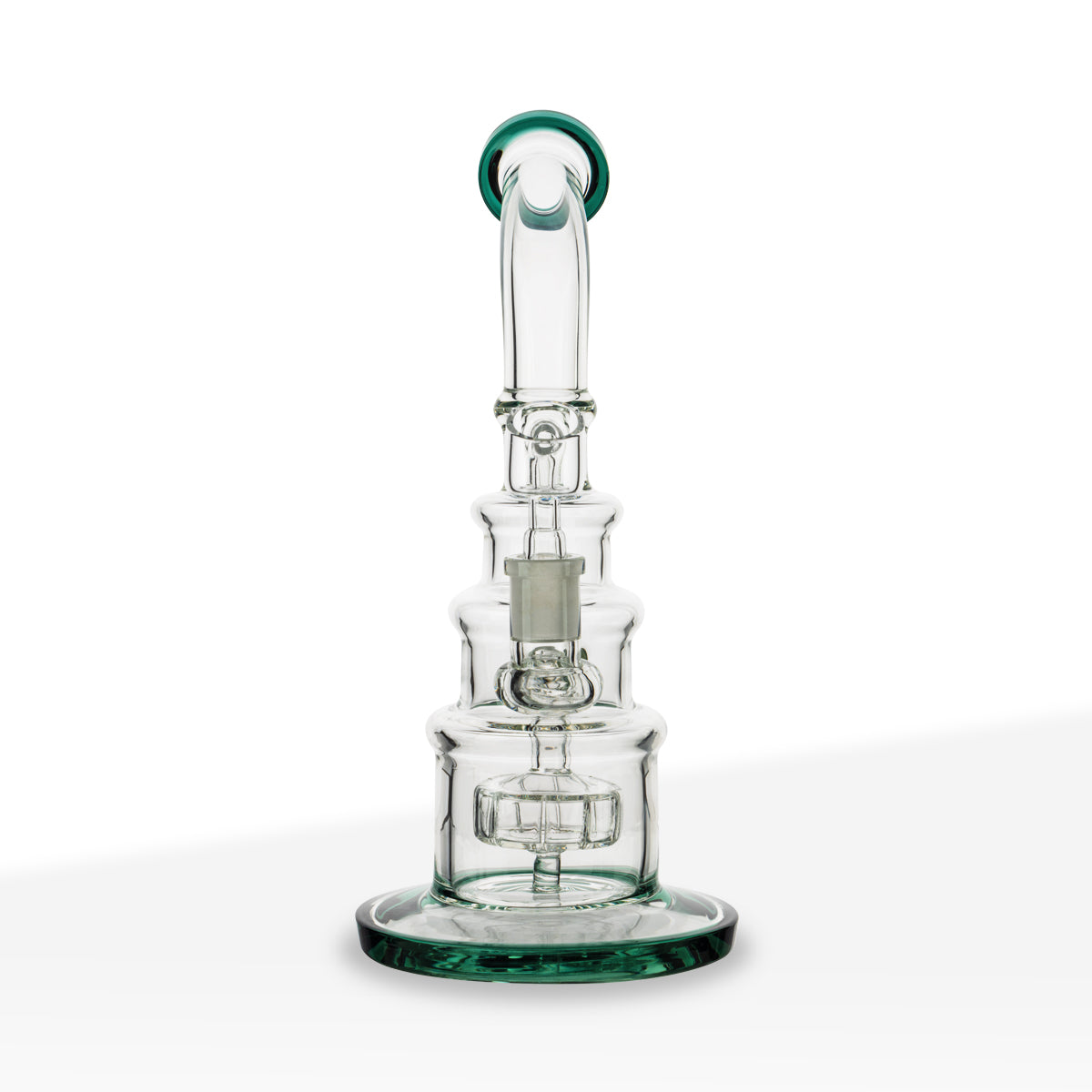 Dab Rig | Color Trim Tiered Rig w/ Showerhead Perc | 10" - Glass - Assorted Colors - Biohazard Inc