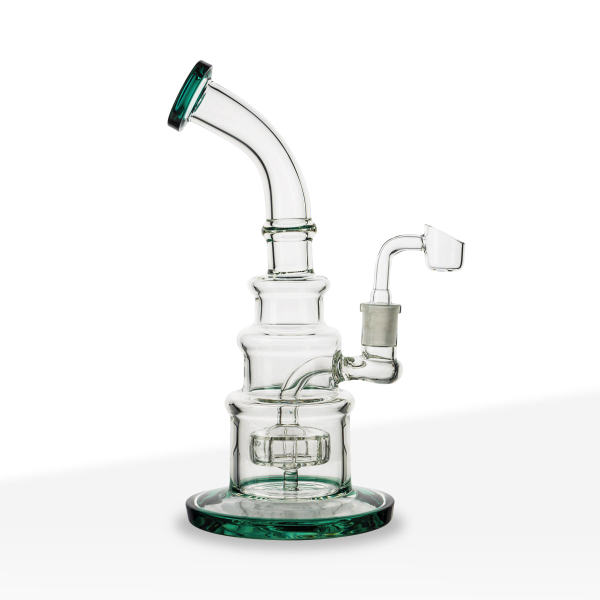 Dab Rig | Color Trim Tiered Rig w/ Showerhead Perc | 10" - Glass - Assorted Colors - Biohazard Inc