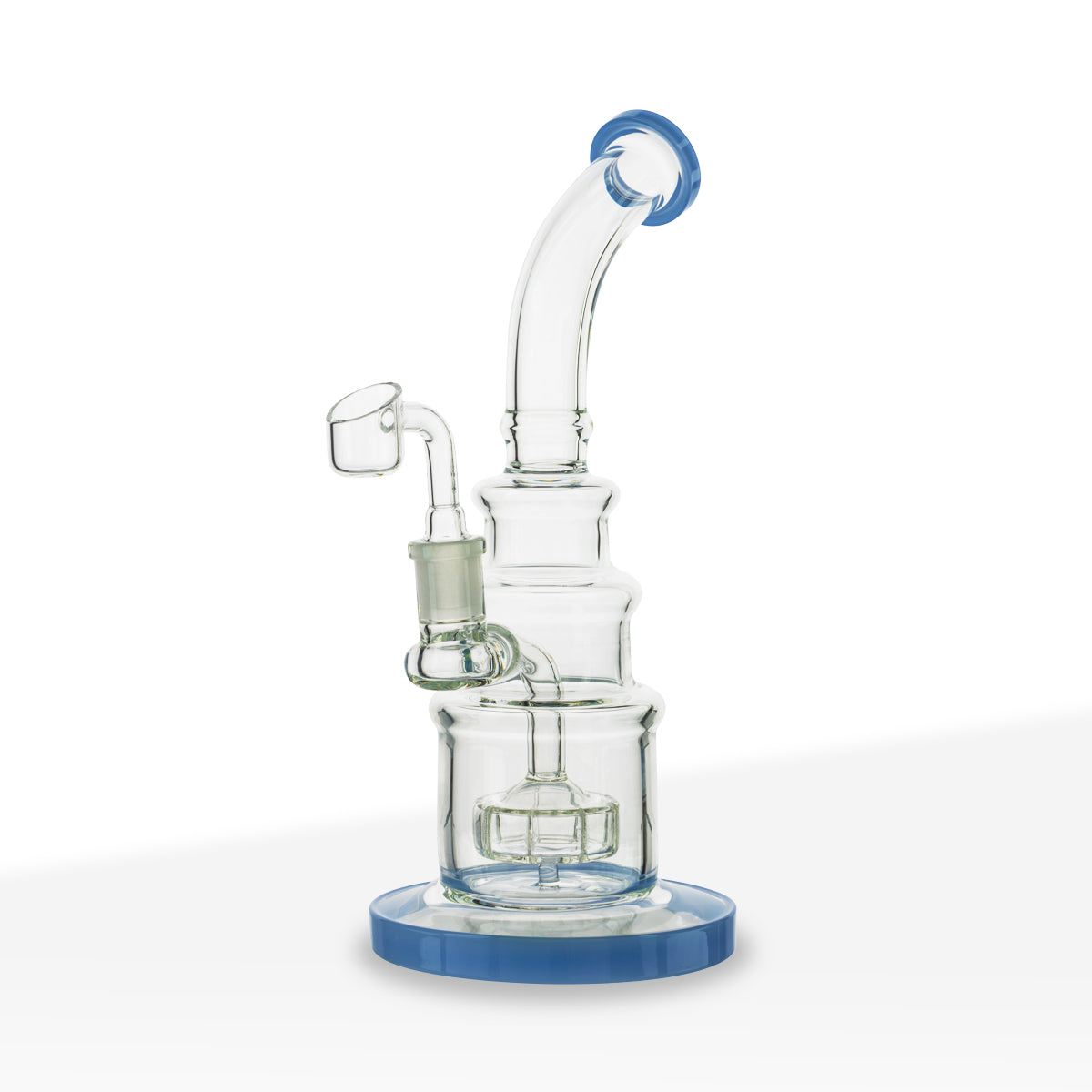 Dab Rig | Color Trim Tiered Rig w/ Showerhead Perc | 10" - Glass - Assorted Colors - Biohazard Inc
