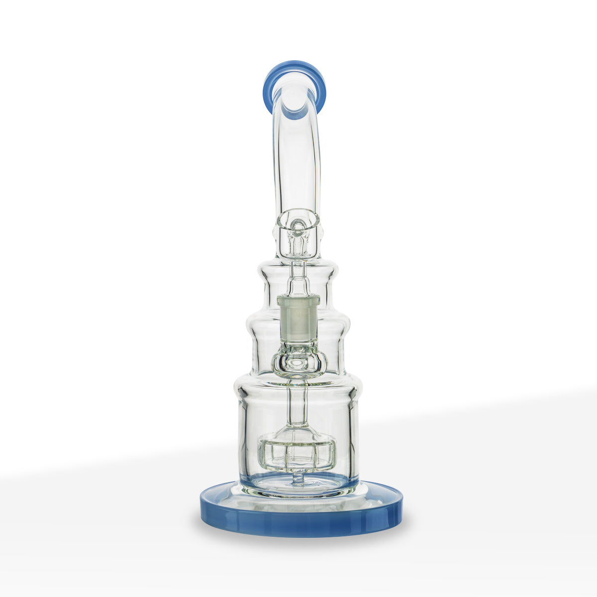 Dab Rig | Color Trim Tiered Rig w/ Showerhead Perc | 10" - Glass - Assorted Colors - Biohazard Inc