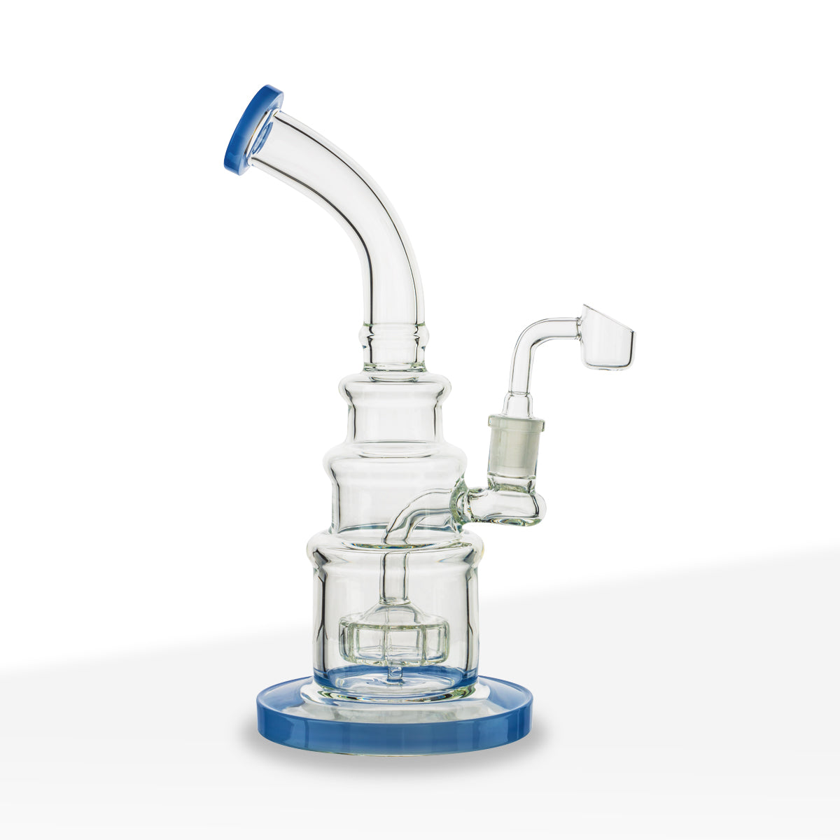 Dab Rig | Color Trim Tiered Rig w/ Showerhead Perc | 10" - Glass - Assorted Colors - Biohazard Inc