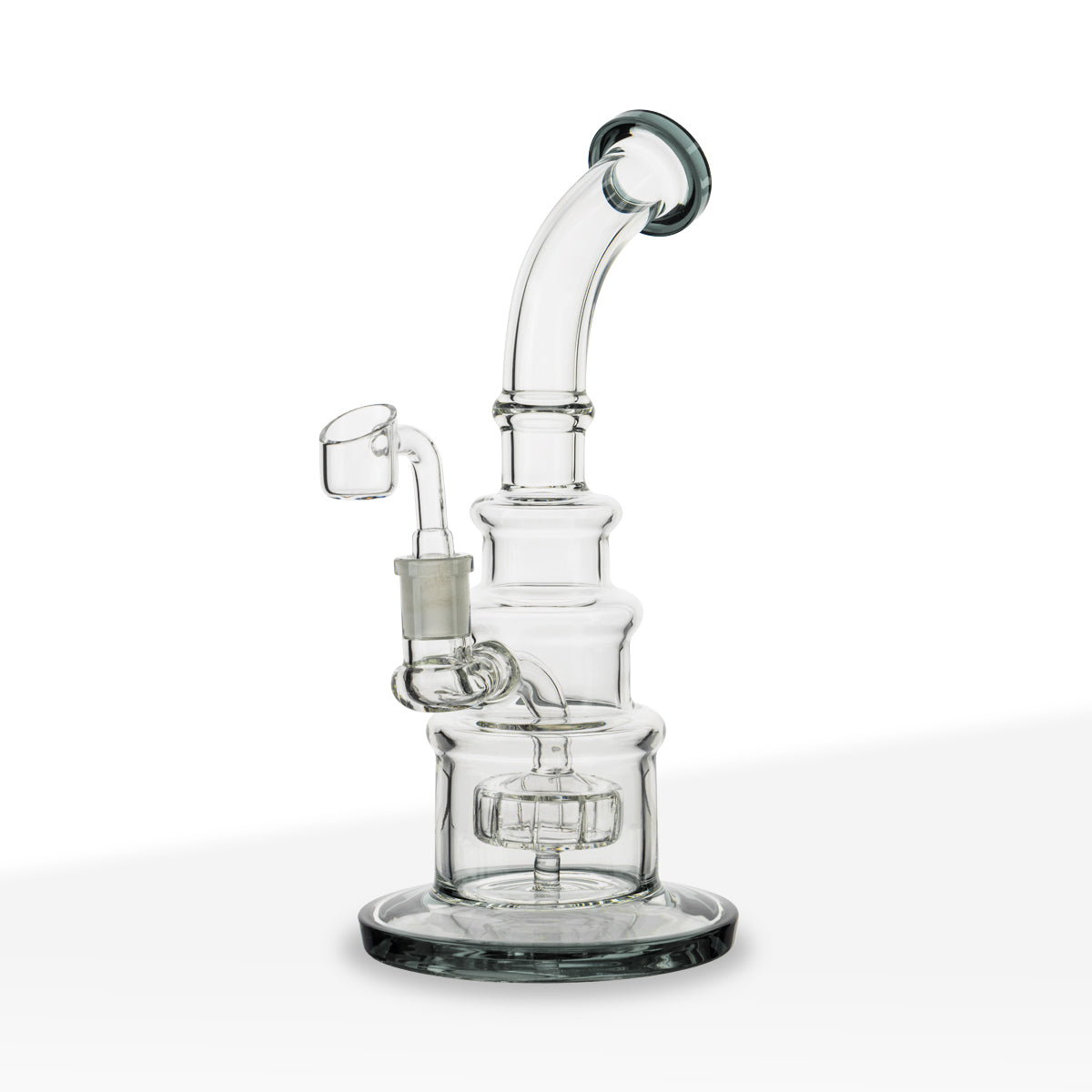 Dab Rig | Color Trim Tiered Rig w/ Showerhead Perc | 10" - Glass - Assorted Colors - Biohazard Inc
