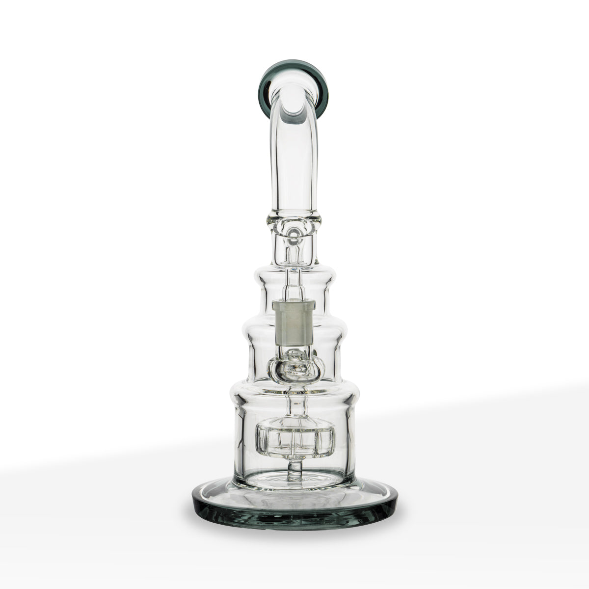 Dab Rig | Color Trim Tiered Rig w/ Showerhead Perc | 10" - Glass - Assorted Colors - Biohazard Inc
