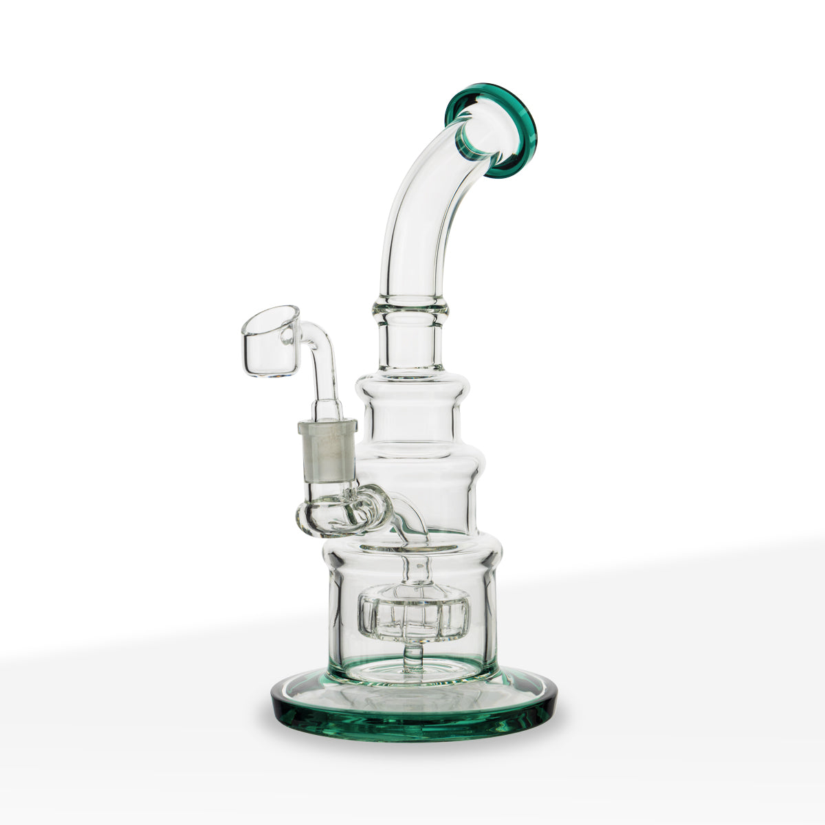Dab Rig | Color Trim Tiered Rig w/ Showerhead Perc | 10" - Glass - Assorted Colors - Biohazard Inc