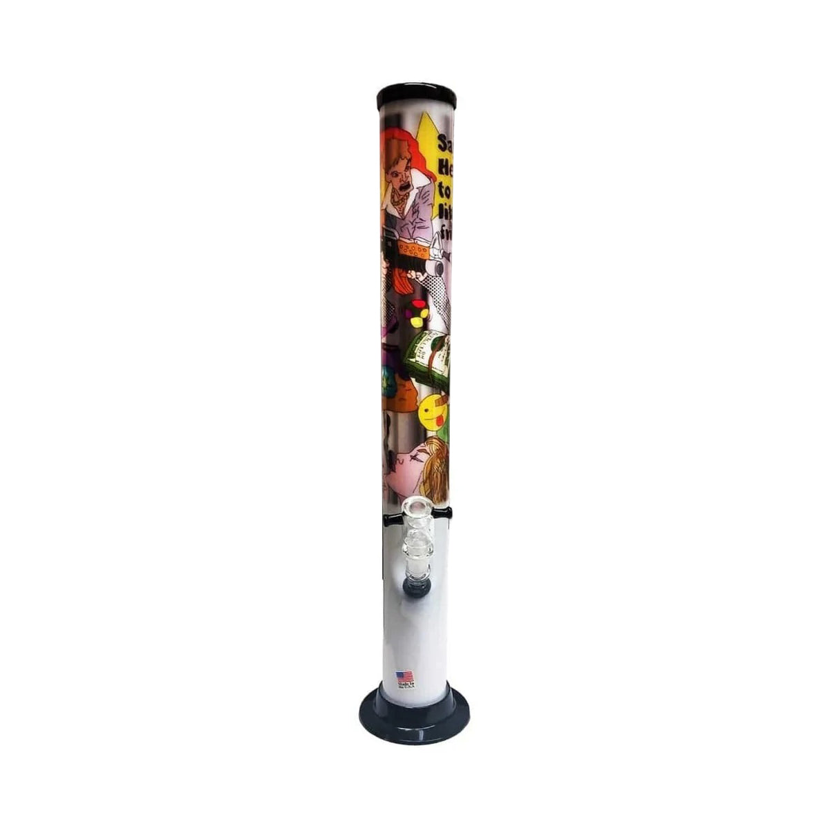 Acrylic | Scarface Straight Water Pipe | 15" - Slide - Assorted Colors