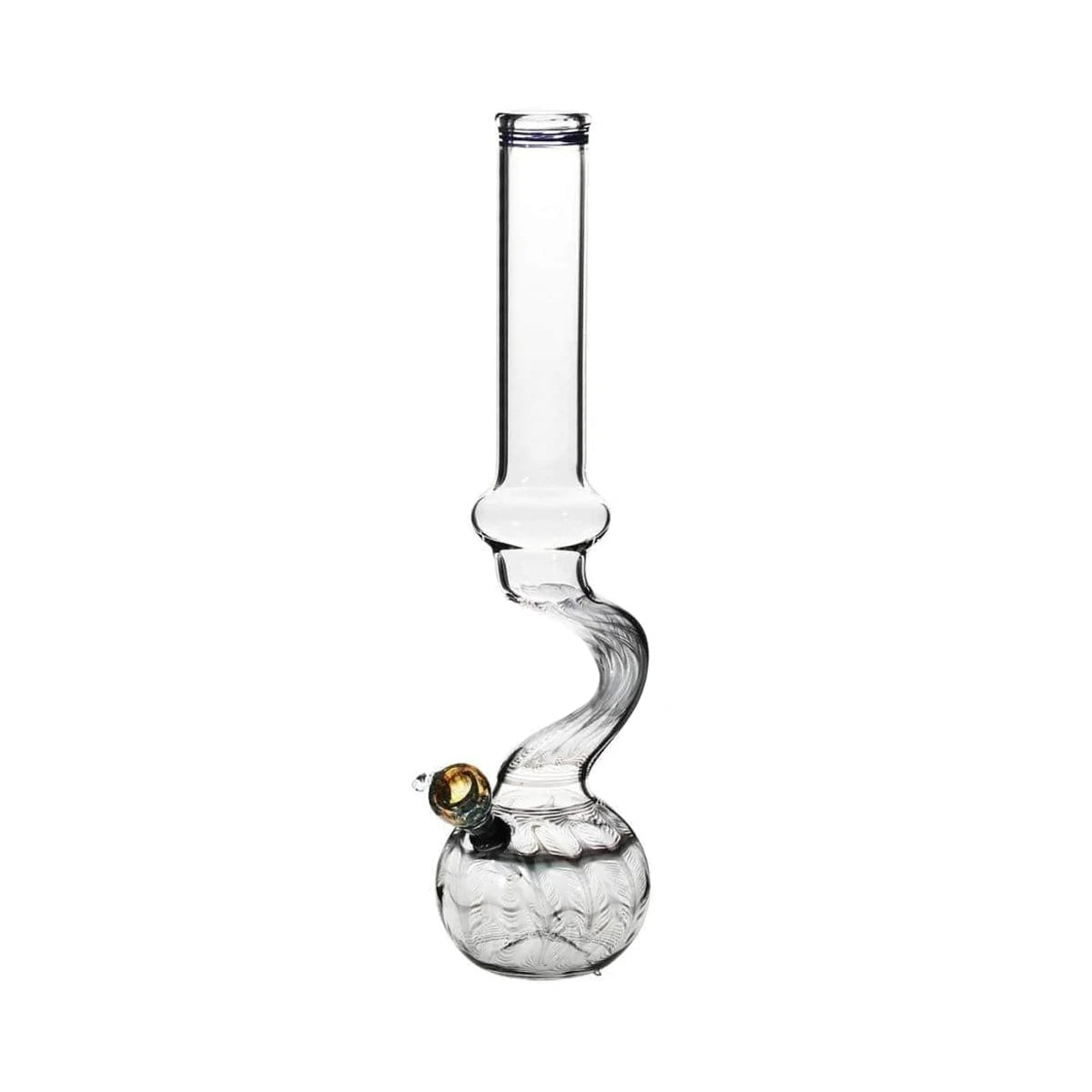 Wrap & Rake | Bend Glass Water Pipe w/ Slider Bowl | 16" - Slide - Various Colors