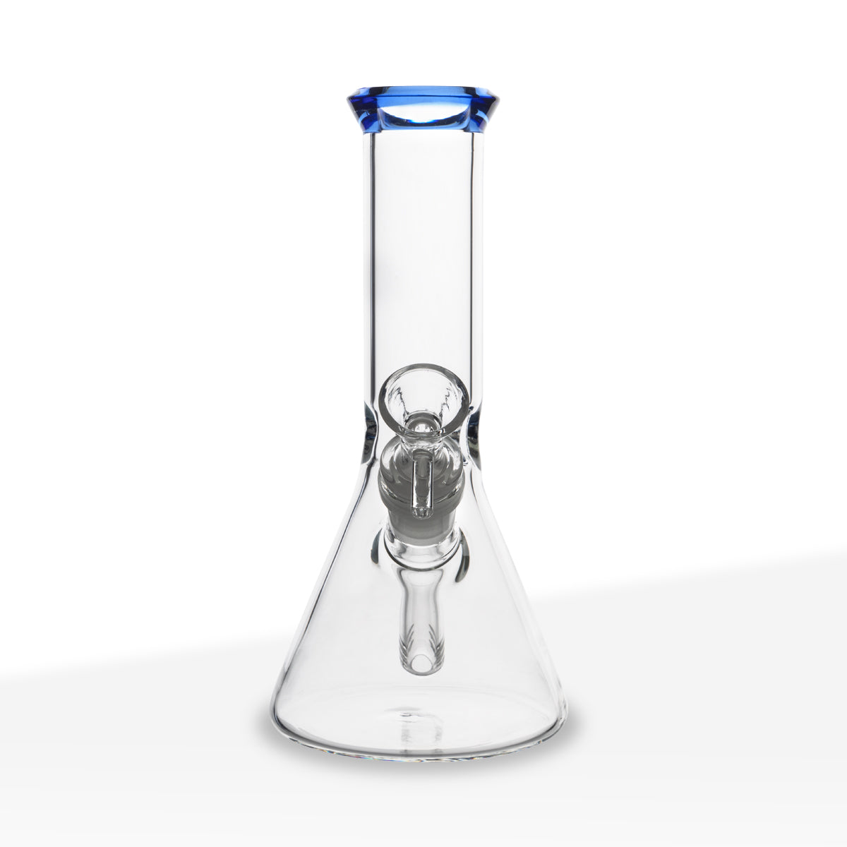 Water Pipe | 4mm Color Trim Beaker | 8.5" - Glass - Blue - Various Colors Biohazard Inc