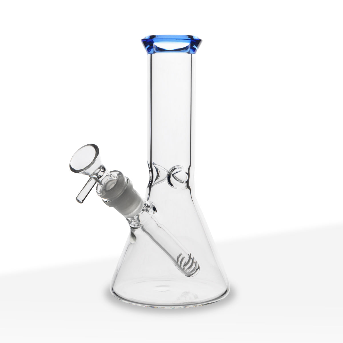 Water Pipe | 4mm Color Trim Beaker | 8.5" - Glass - Blue - Various Colors Biohazard Inc