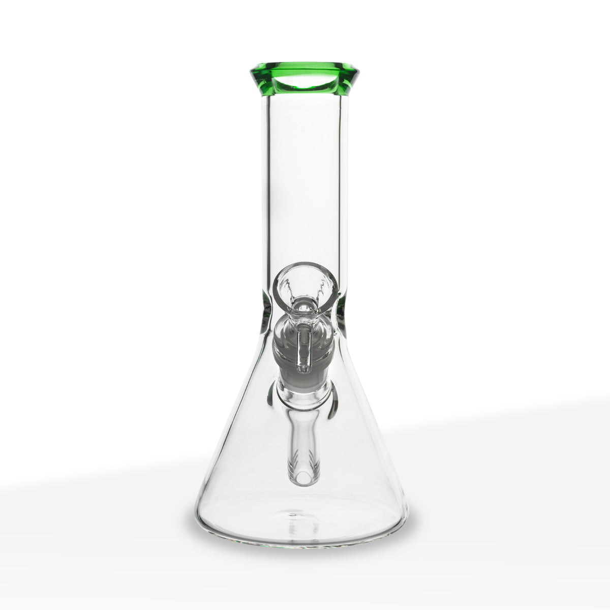 Water Pipe | 4mm Color Trim Beaker | 8.5" - Glass - Green - Various Colors Biohazard Inc