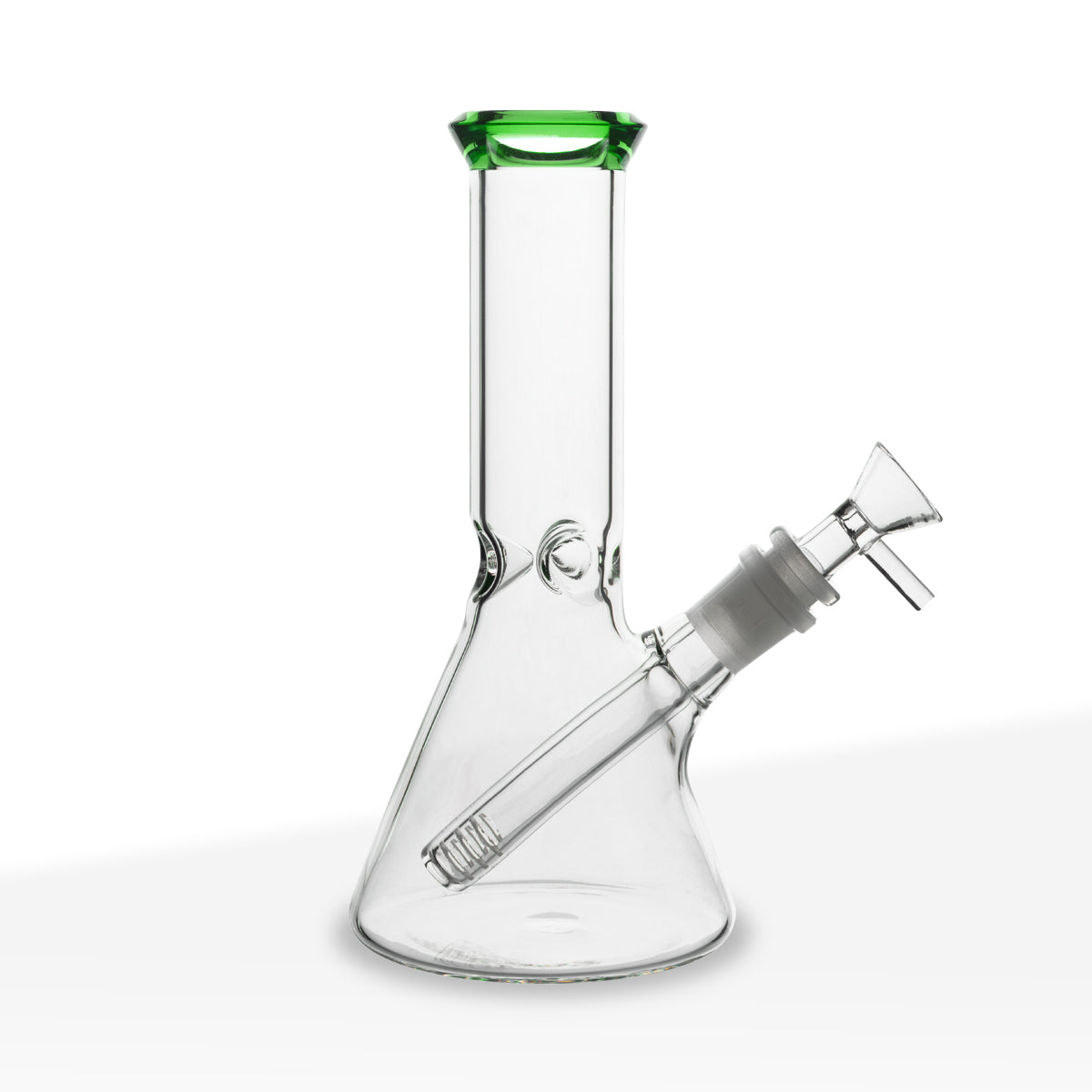 Water Pipe | 4mm Color Trim Beaker | 8.5" - Glass - Green - Various Colors Biohazard Inc