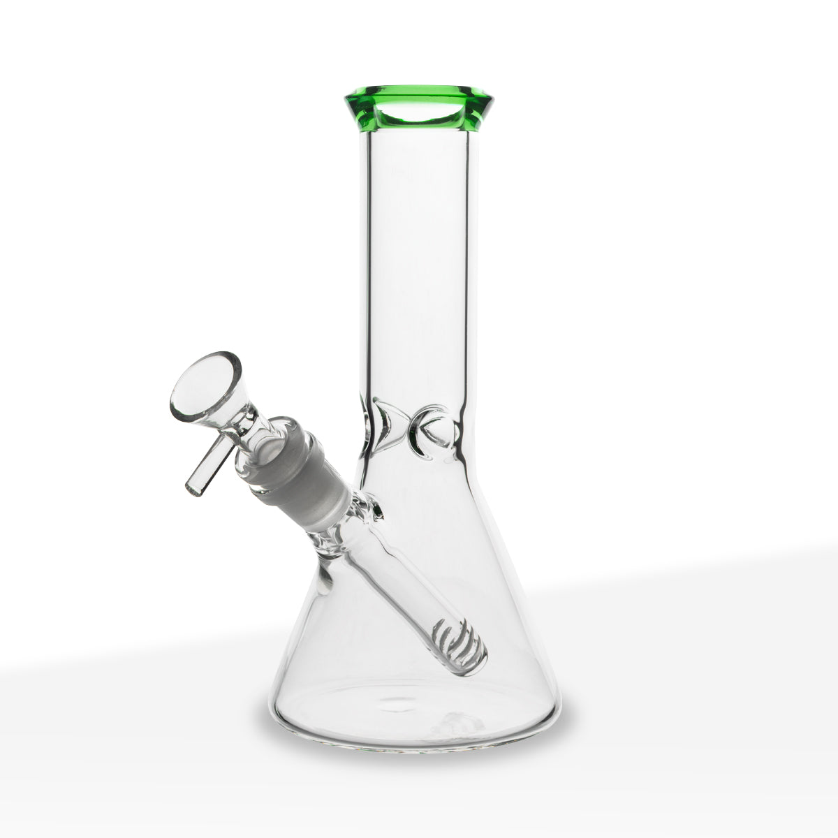 Water Pipe | 4mm Color Trim Beaker | 8.5" - Glass - Green - Various Colors Biohazard Inc