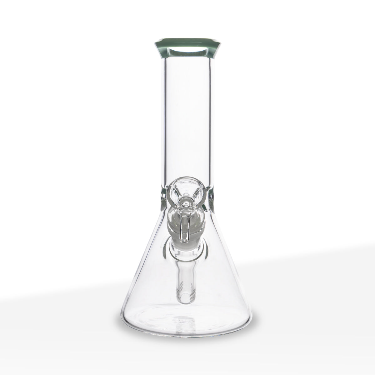 Water Pipe | 4mm Color Trim Beaker | 8.5" - Glass - Jade Green - Various Colors Biohazard Inc