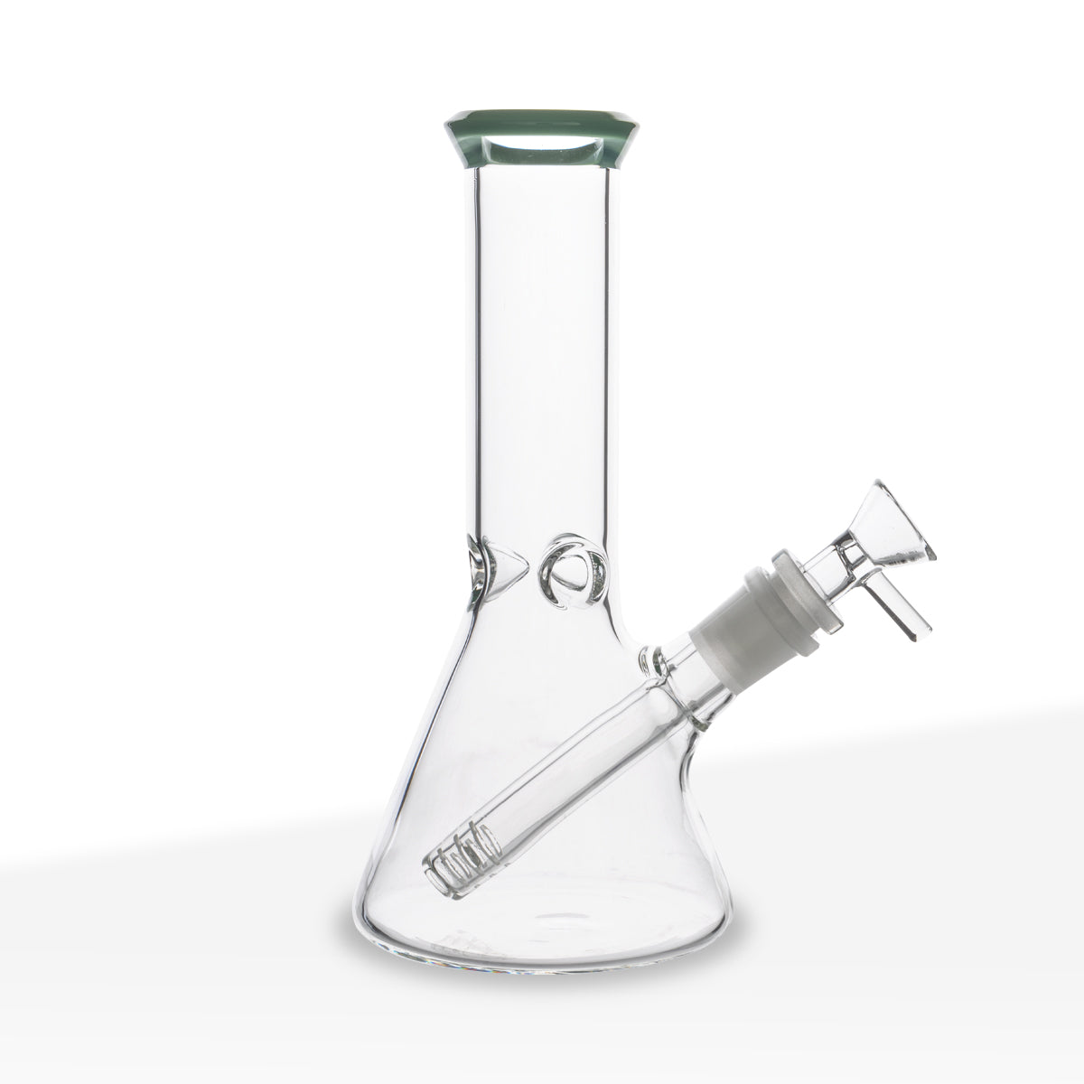 Water Pipe | 4mm Color Trim Beaker | 8.5" - Glass - Jade Green - Various Colors Biohazard Inc