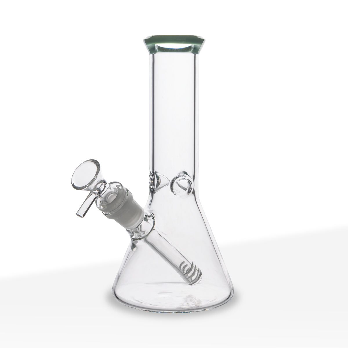 Water Pipe | 4mm Color Trim Beaker | 8.5" - Glass - Jade Green - Various Colors Biohazard Inc