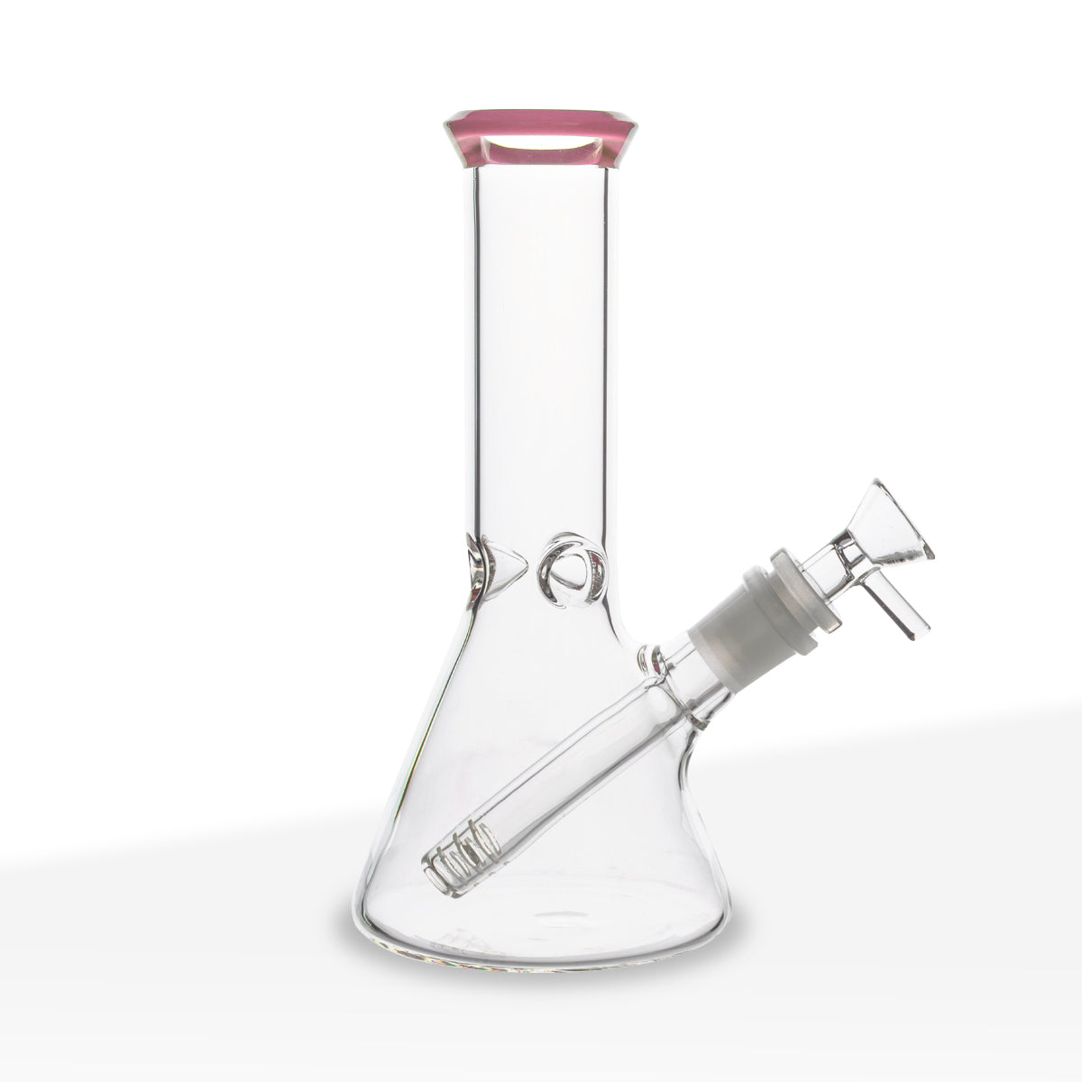 Water Pipe | 4mm Color Trim Beaker | 8.5" - Glass - Jade Pink - Various Colors Biohazard Inc