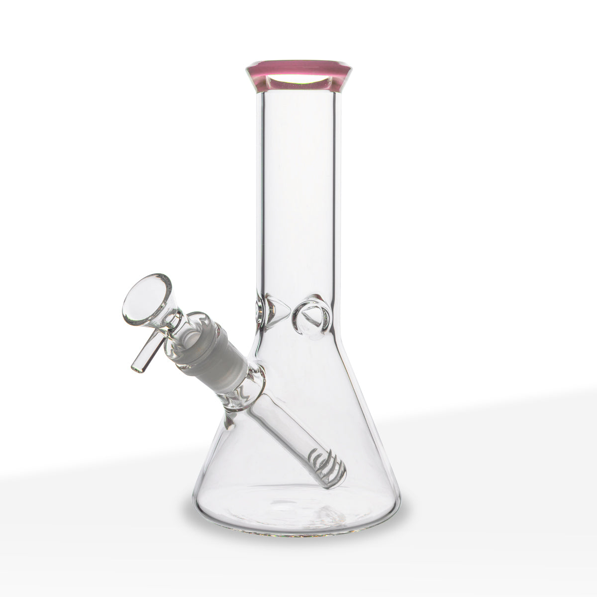 Water Pipe | 4mm Color Trim Beaker | 8.5" - Glass - Jade Pink - Various Colors Biohazard Inc