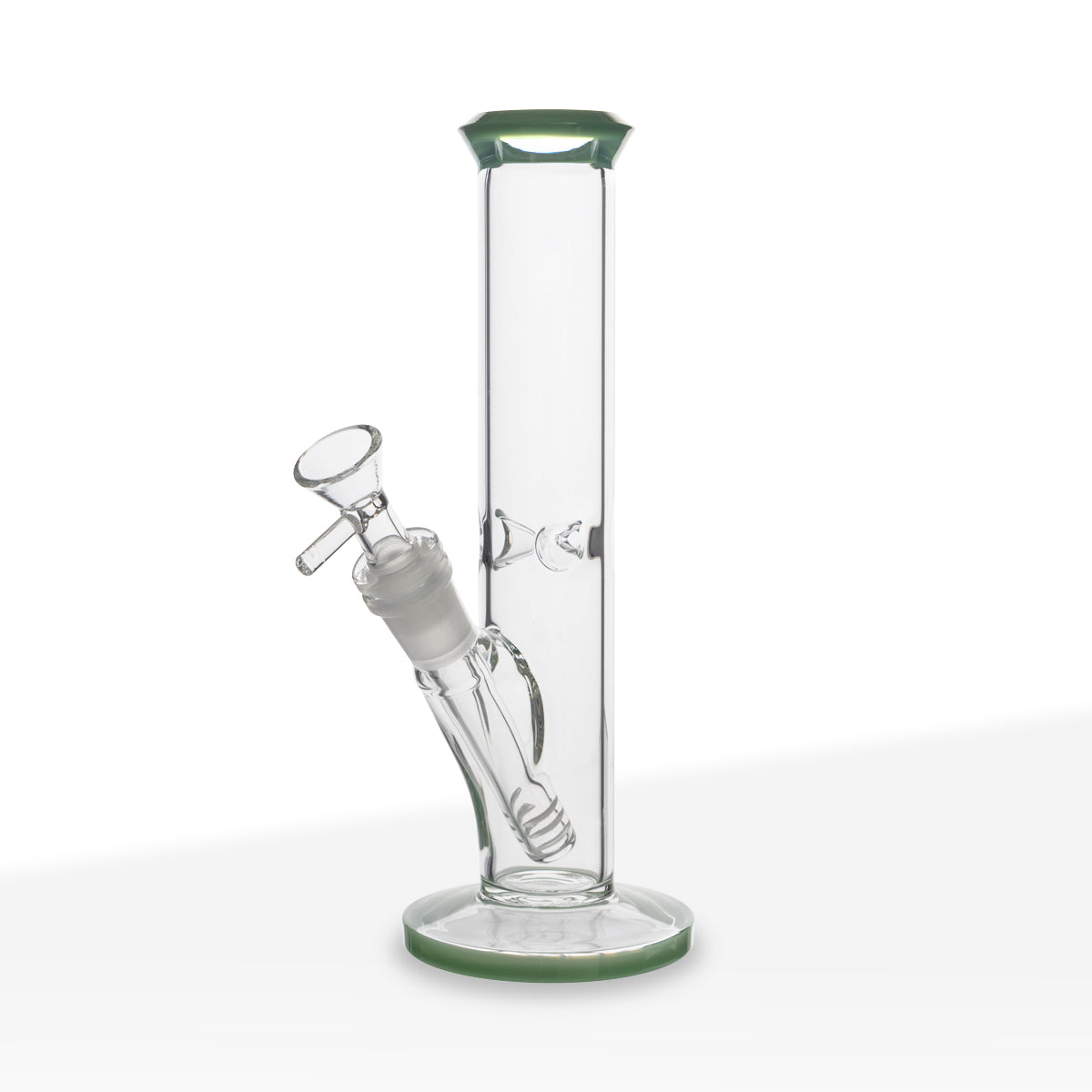 Water Pipe | 4mm Color Trim Straight | 9" - Jade Green - Glass - Various Colors Biohazard Inc