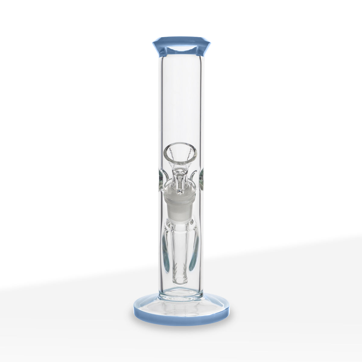 Water Pipe | 4mm Color Trim Straight | 9" - Milk Blue - Glass - Various Colors Biohazard Inc