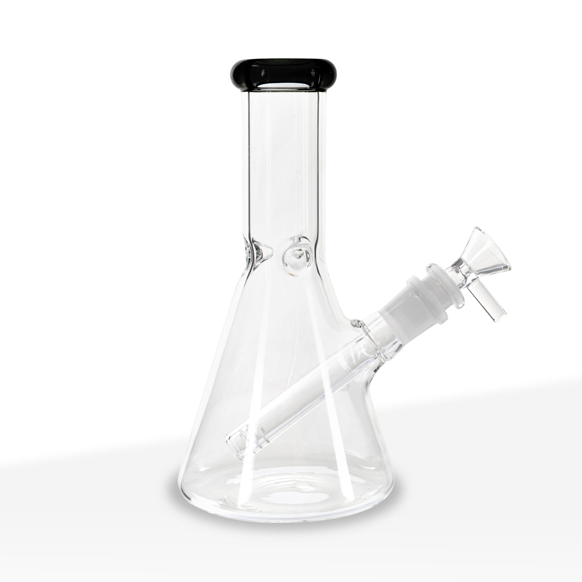 Water Pipe | 5mm Color Trim Beaker | 8" - Glass - Various Colors - Biohazard Inc - Black Trim