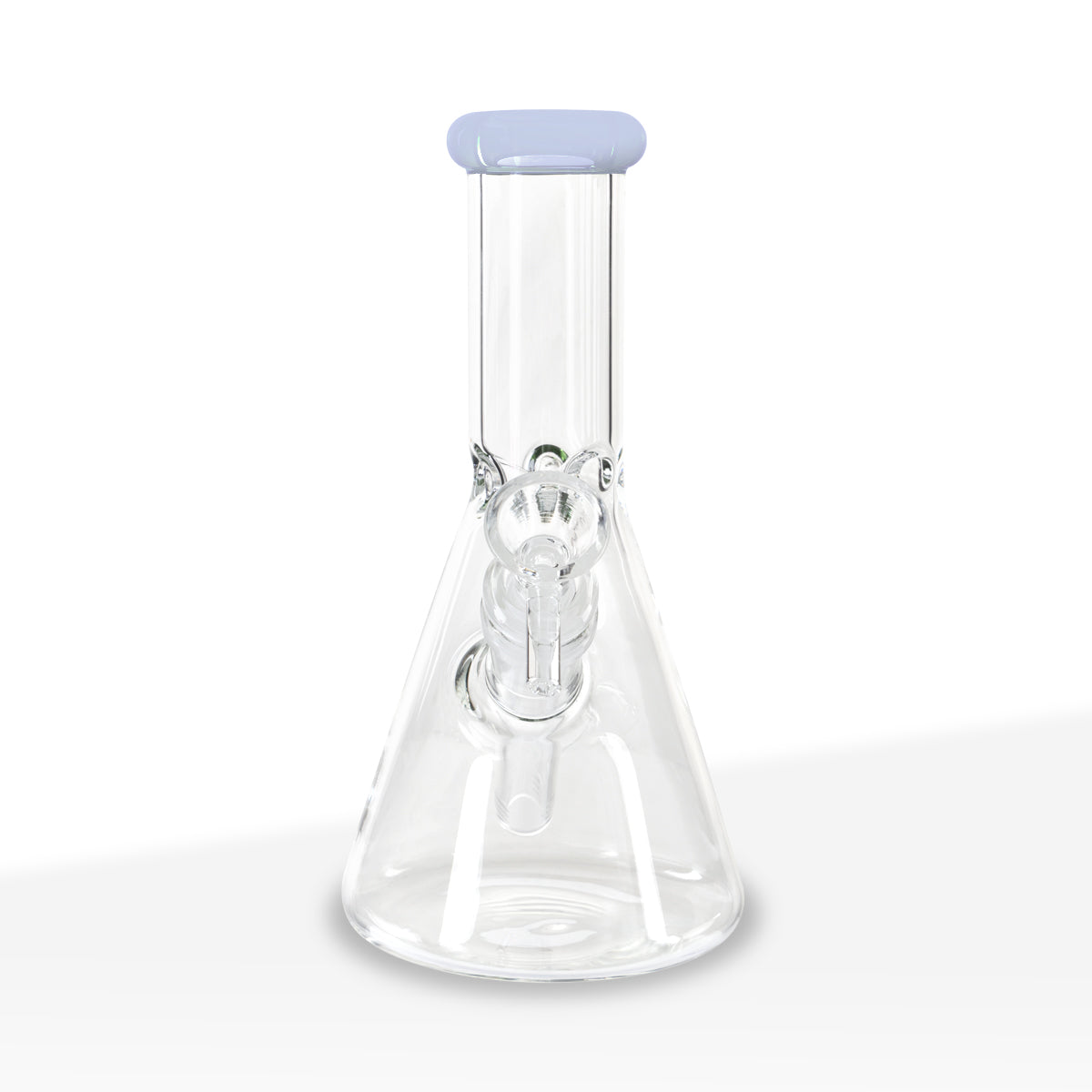 Water Pipe | 5mm Color Trim Beaker | 8" - Glass - Various Colors - Biohazard Inc - Cerulean Blue Trim