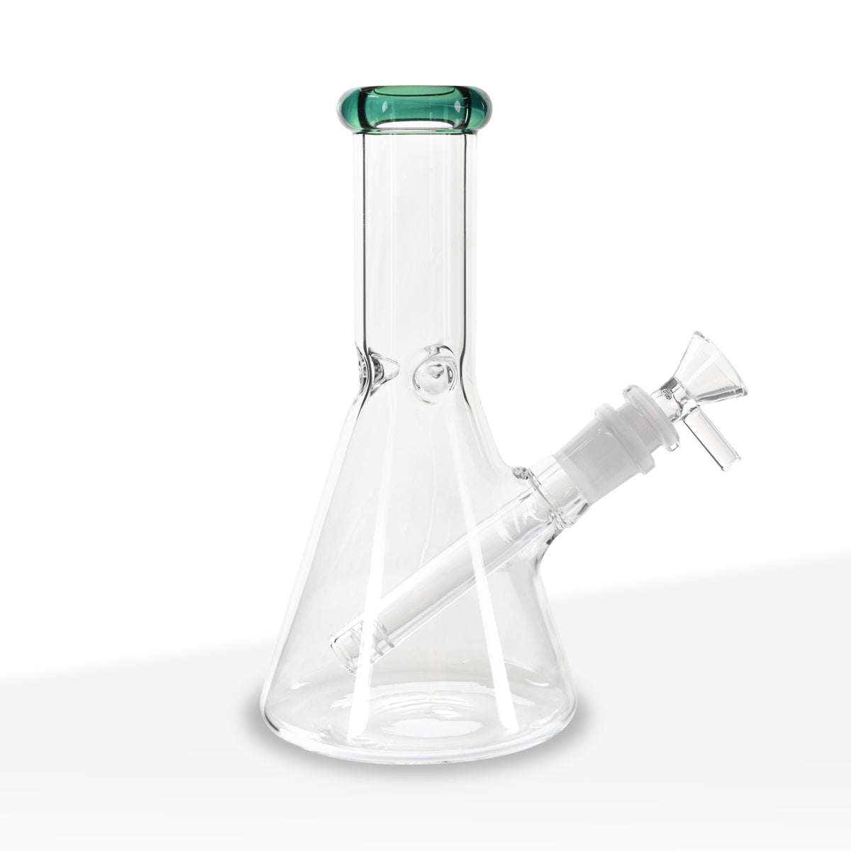 Water Pipe | 5mm Color Trim Beaker | 8" - Glass - Various Colors - Biohazard Inc - Teal Trim