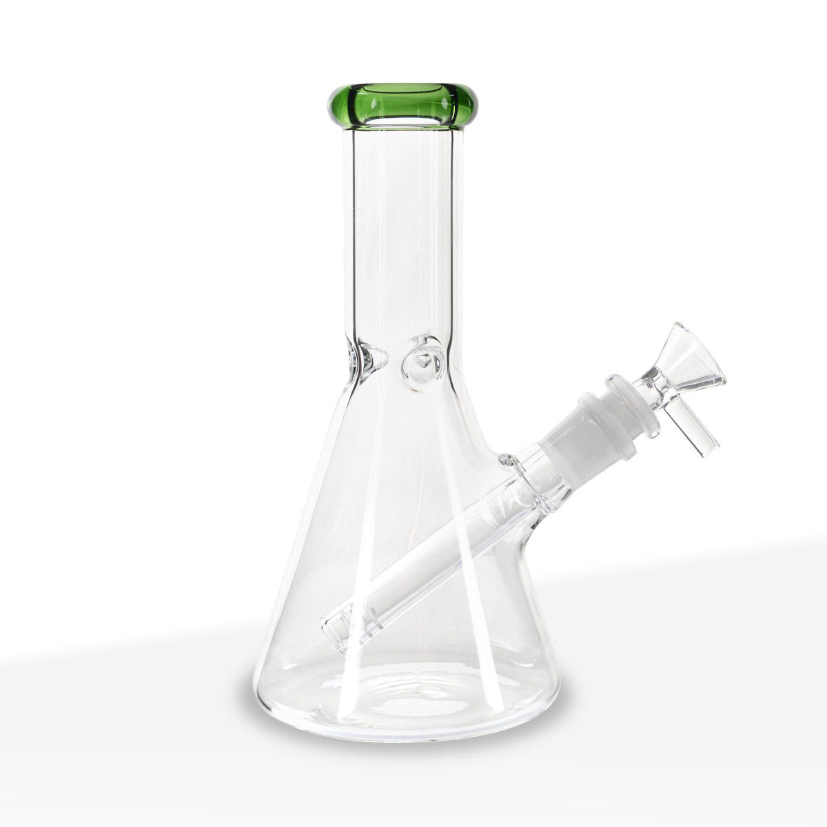 Water Pipe | 5mm Color Trim Beaker | 8" - Glass - Various Colors - Biohazard Inc - Green Trim