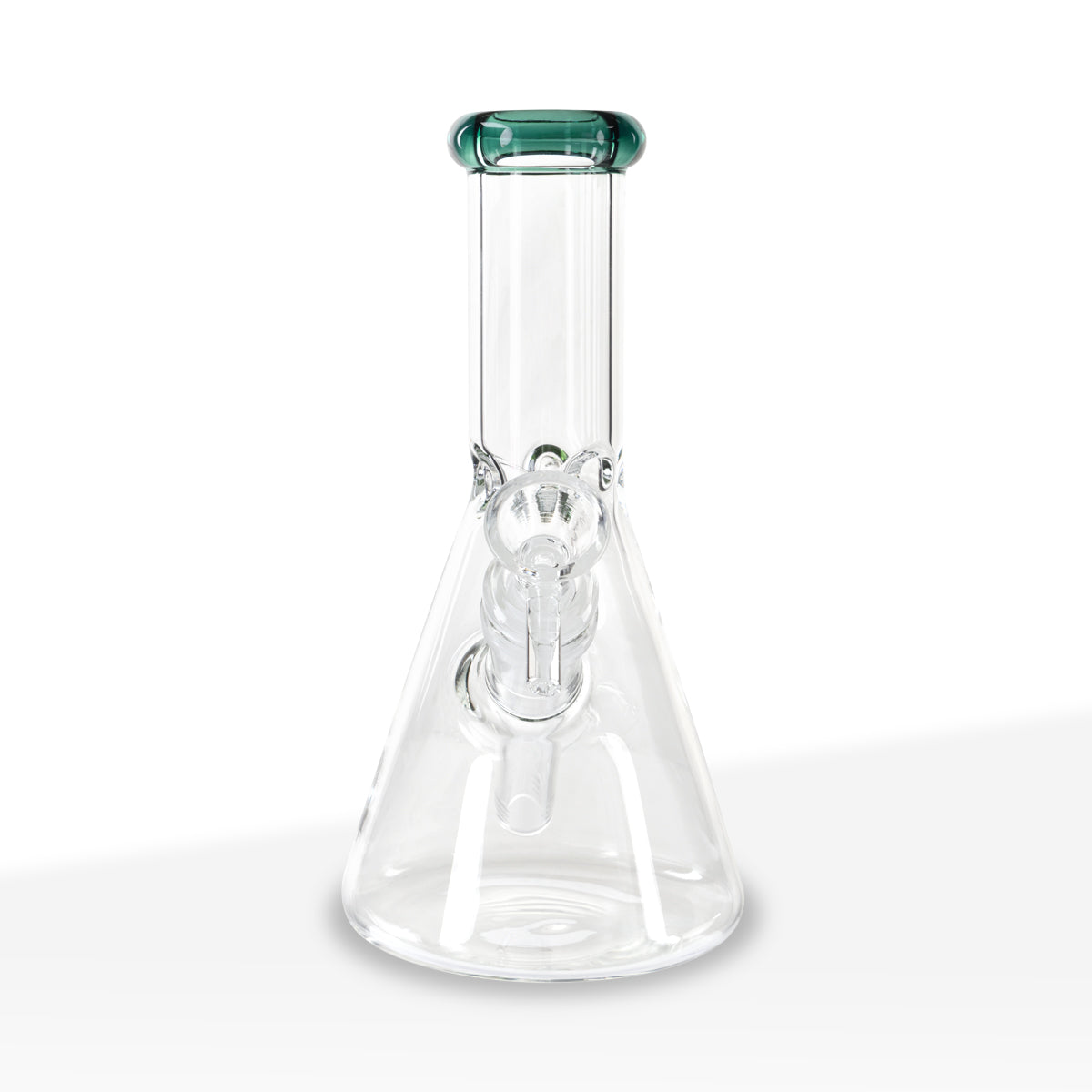 Water Pipe | 5mm Color Trim Beaker | 8" - Glass - Various Colors - Biohazard Inc - Jade Green Trim