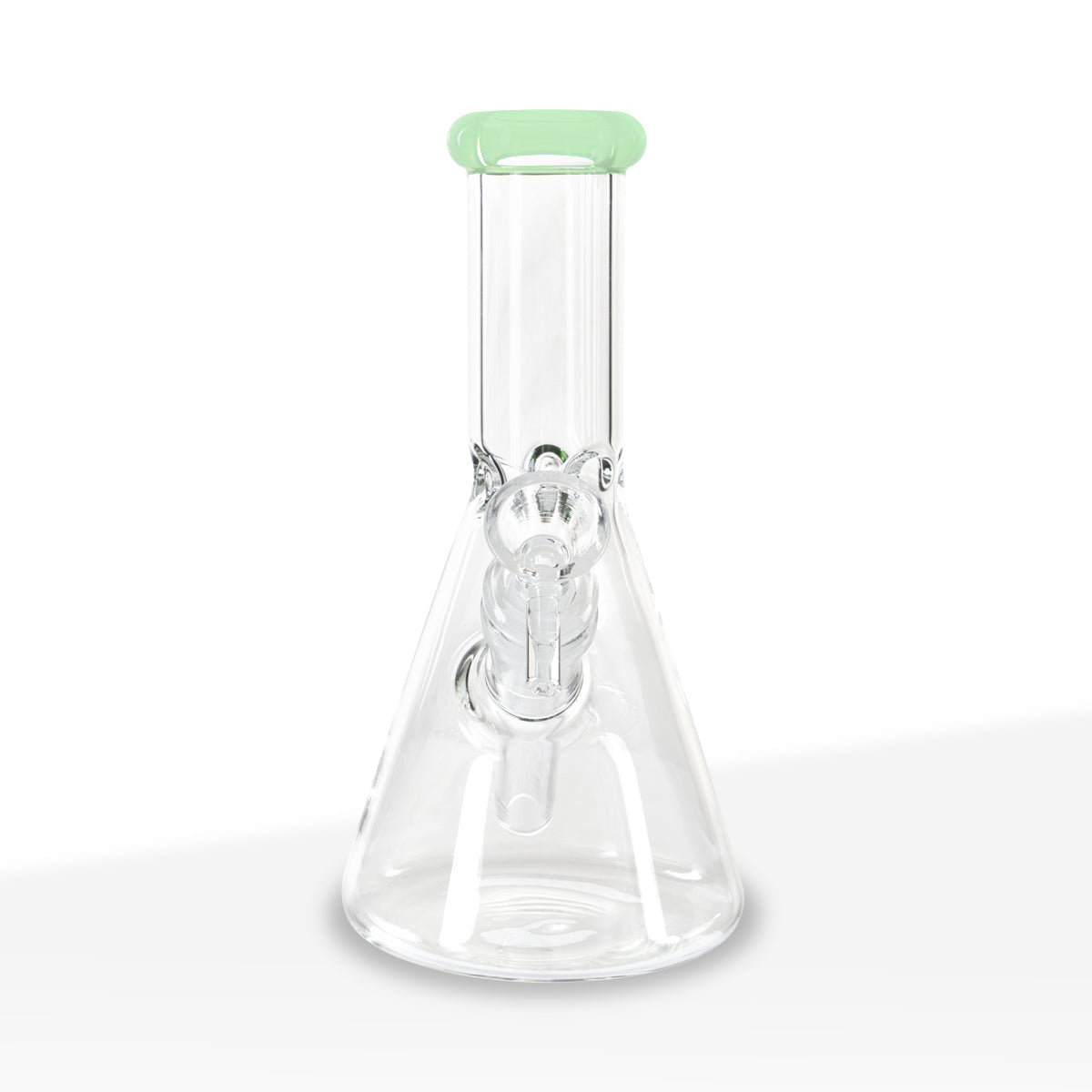 Water Pipe | 5mm Color Trim Beaker | 8" - Glass - Various Colors - Biohazard Inc - Jade Green Trim