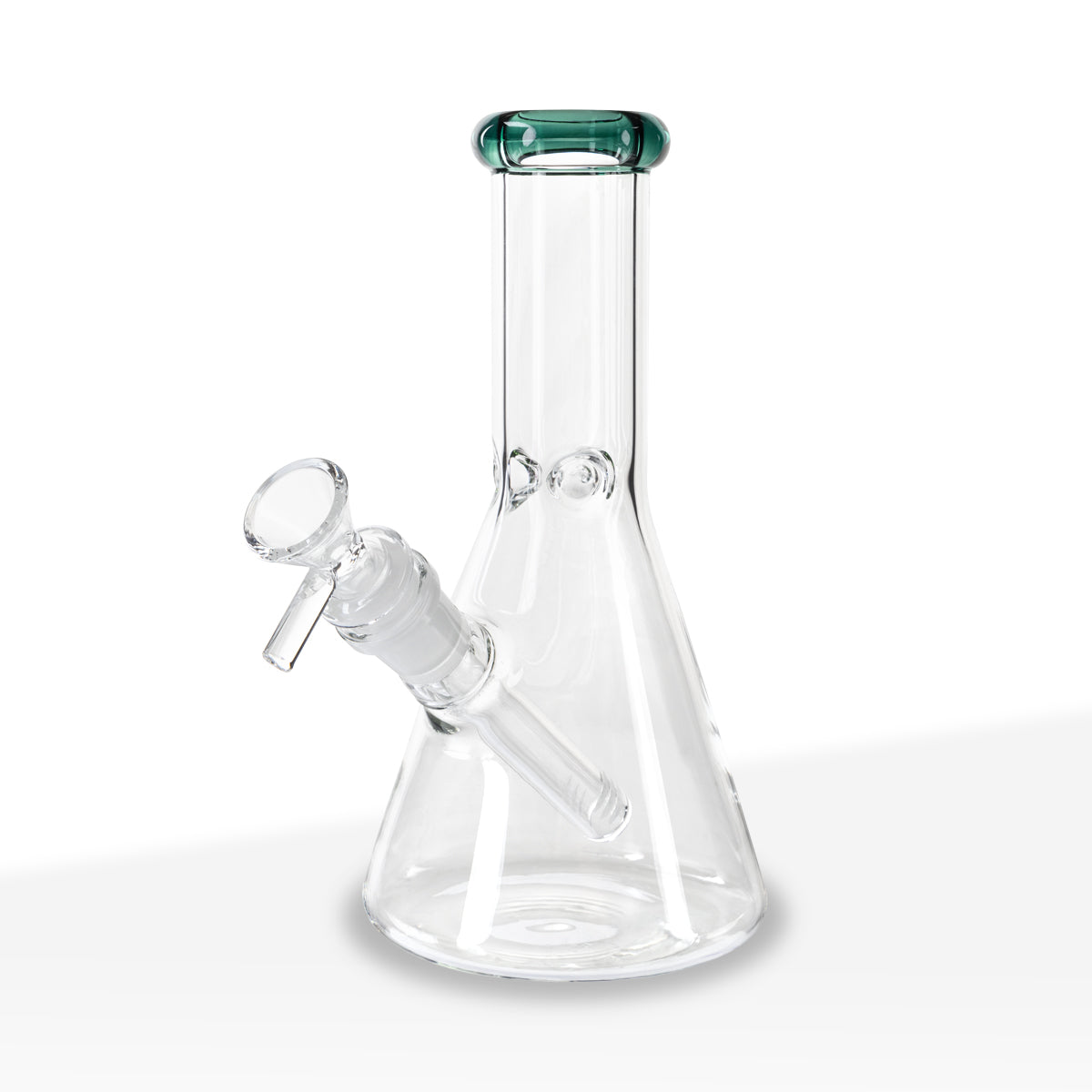 Water Pipe | 5mm Color Trim Beaker | 8" - Glass - Various Colors - Biohazard Inc - Jade Green Trim