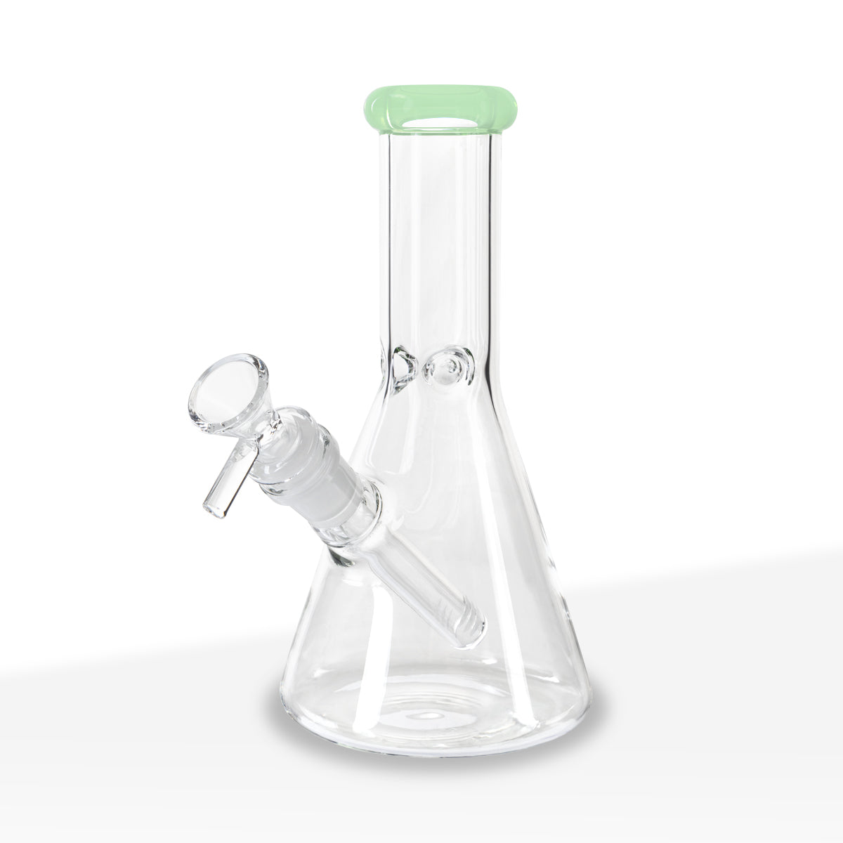Water Pipe | 5mm Color Trim Beaker | 8" - Glass - Various Colors - Biohazard Inc - Jade Green Trim