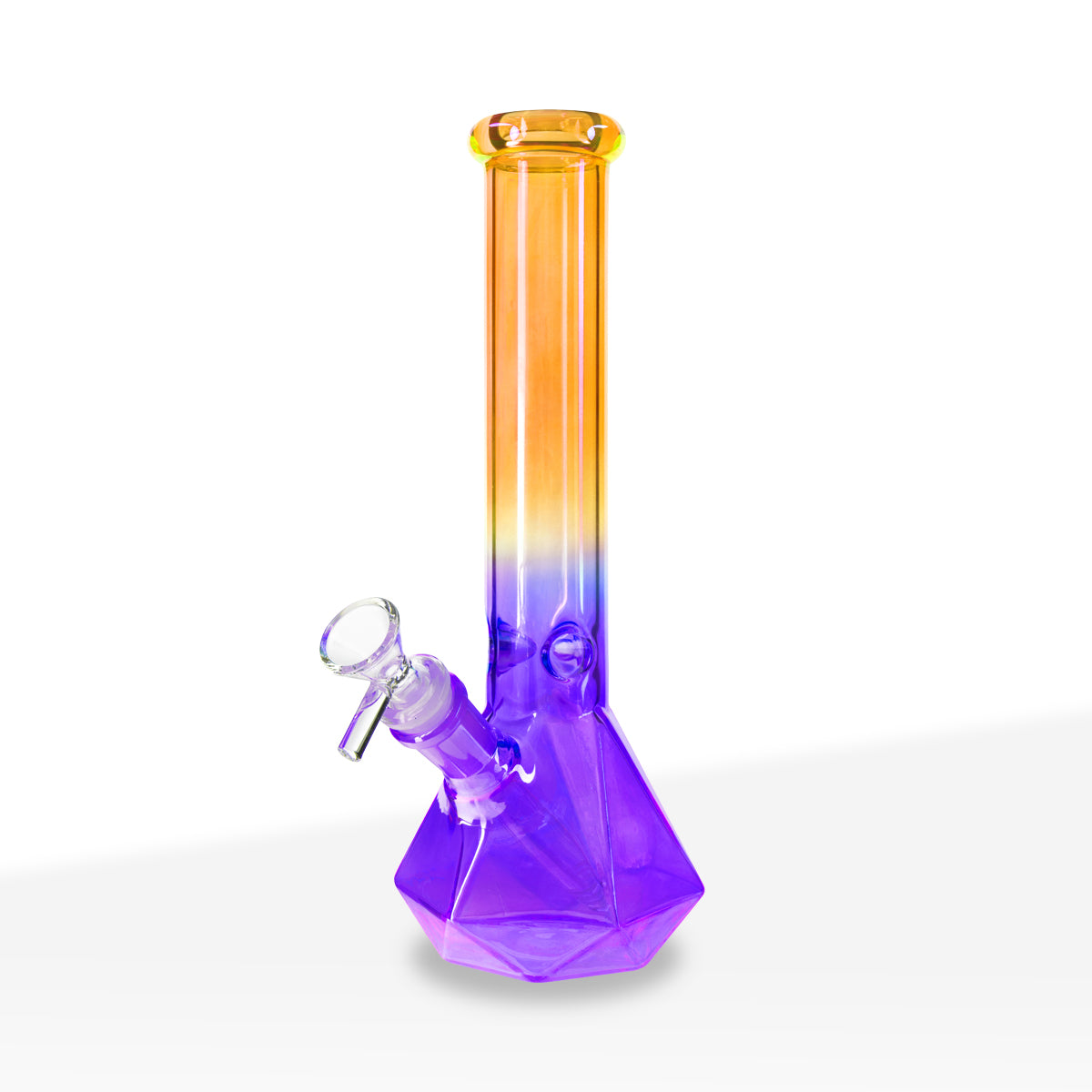 Water Pipe | 4mm Hexagon Base Beaker | 10" - Glass - Assorted Colors - Biohazard Inc - Orange and Purple