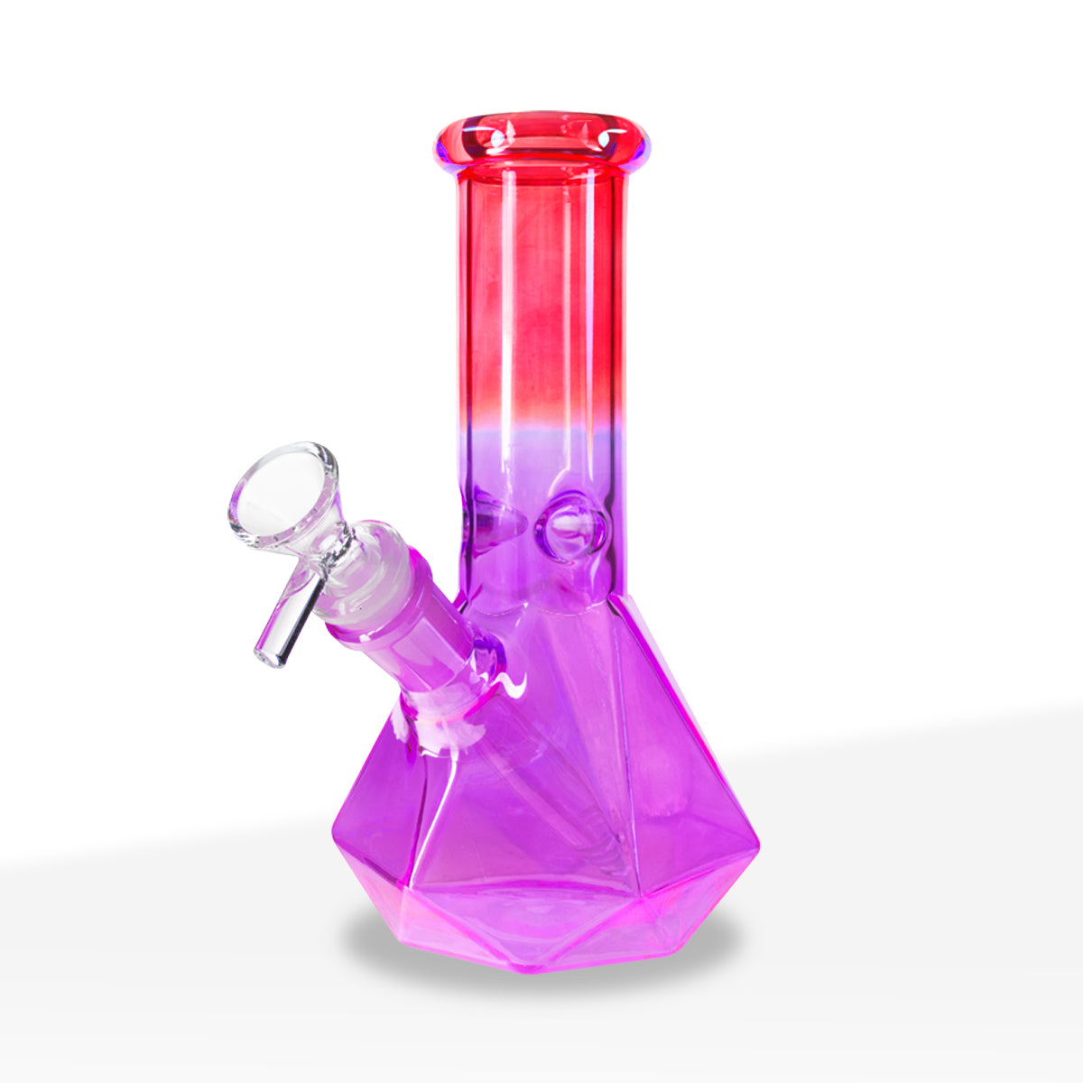 Water Pipe | 4mm Hexagon Base Beaker | 7" - Glass - Assorted Colors - Biohazard Inc - Group Image - Ruby Red and Magenta Purple