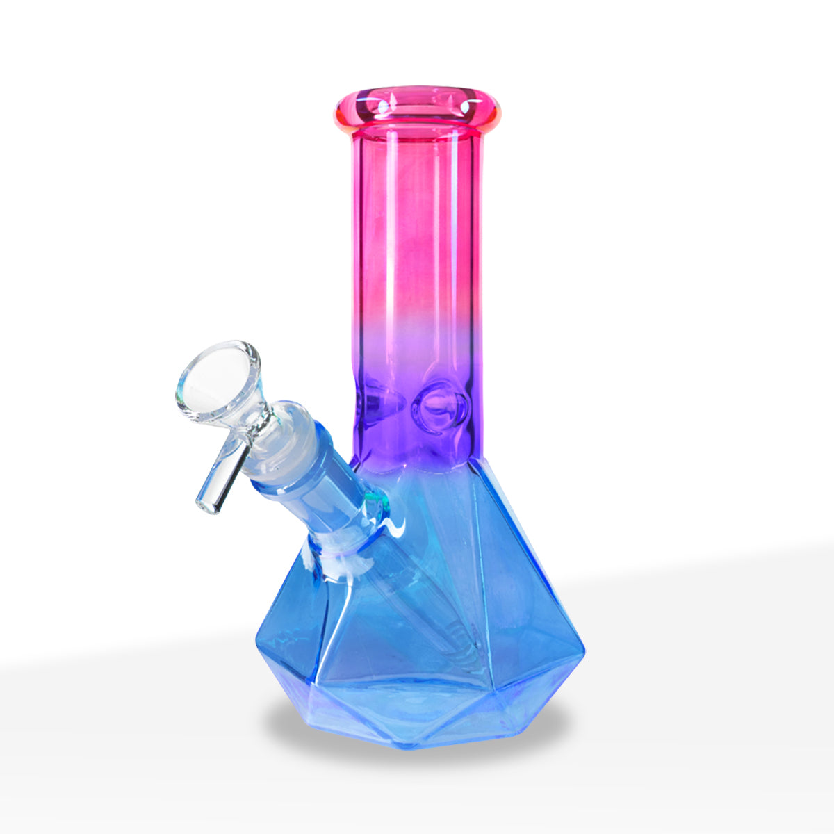 Water Pipe | 4mm Hexagon Base Beaker | 7" - Glass - Assorted Colors - Biohazard Inc - Group Image - Hot Pink, Purple, and Cyan Blue