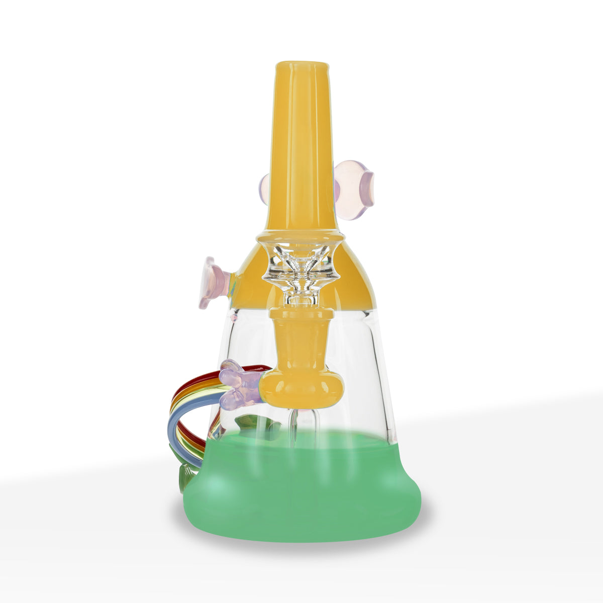 Water Pipe | Spaceboy Colorful Beaker | 7" - Glass - Various Colors - Biohazard Inc - Yellow and Green