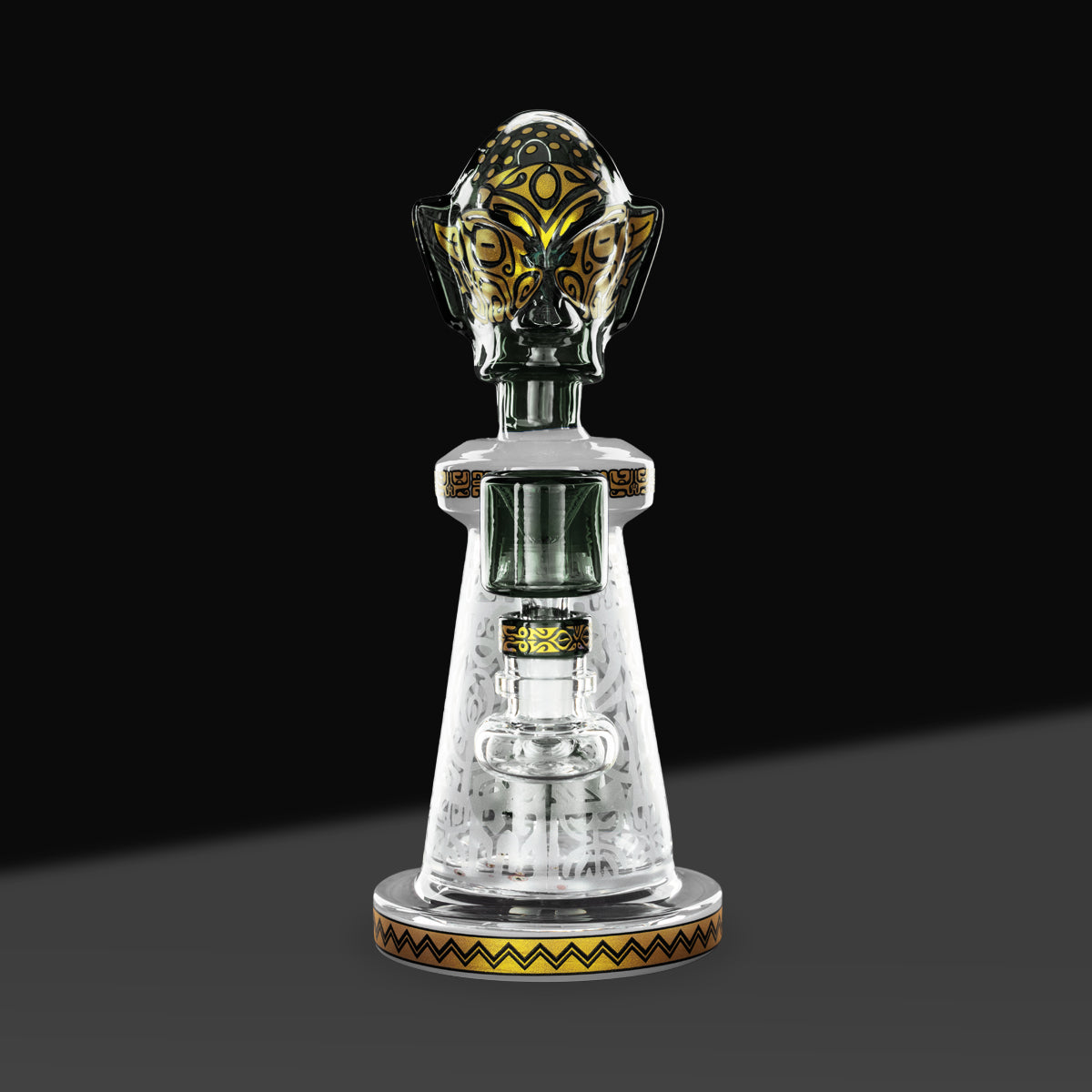 Water Pipe | Etched Colorful Beaker | 9" - Glass - Various Colors - Biohazard Inc - Gray