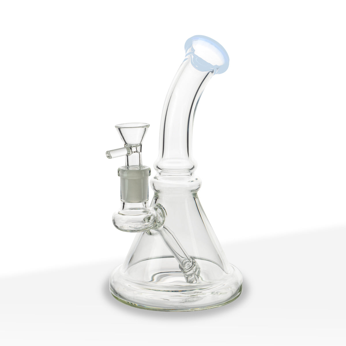 Water Pipe | Color Trim Beaker w/ Built-In Downstem | 7" - Glass - Assorted Colors - Biohazard Inc