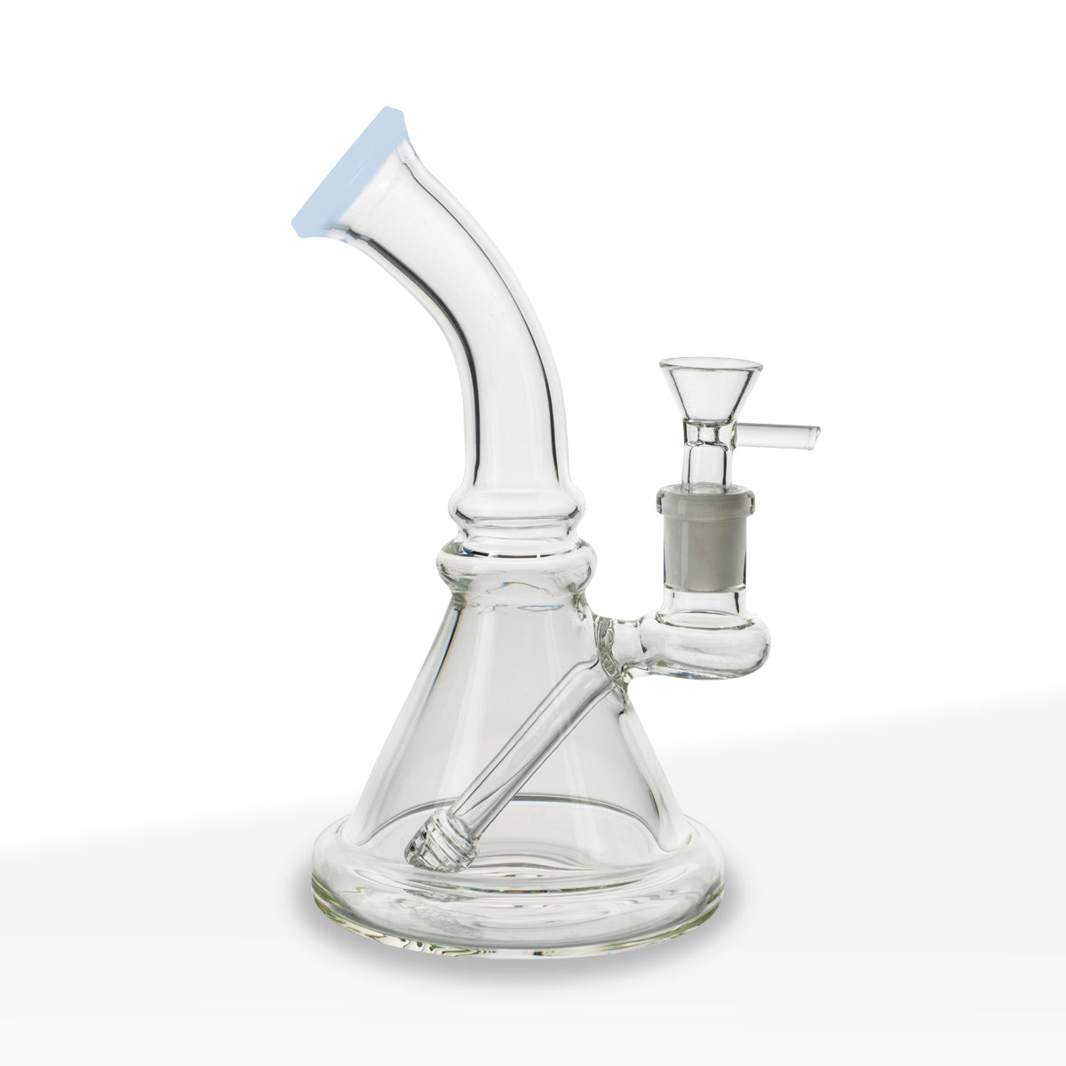 Water Pipe | Color Trim Beaker w/ Built-In Downstem | 7" - Glass - Assorted Colors - Biohazard Inc