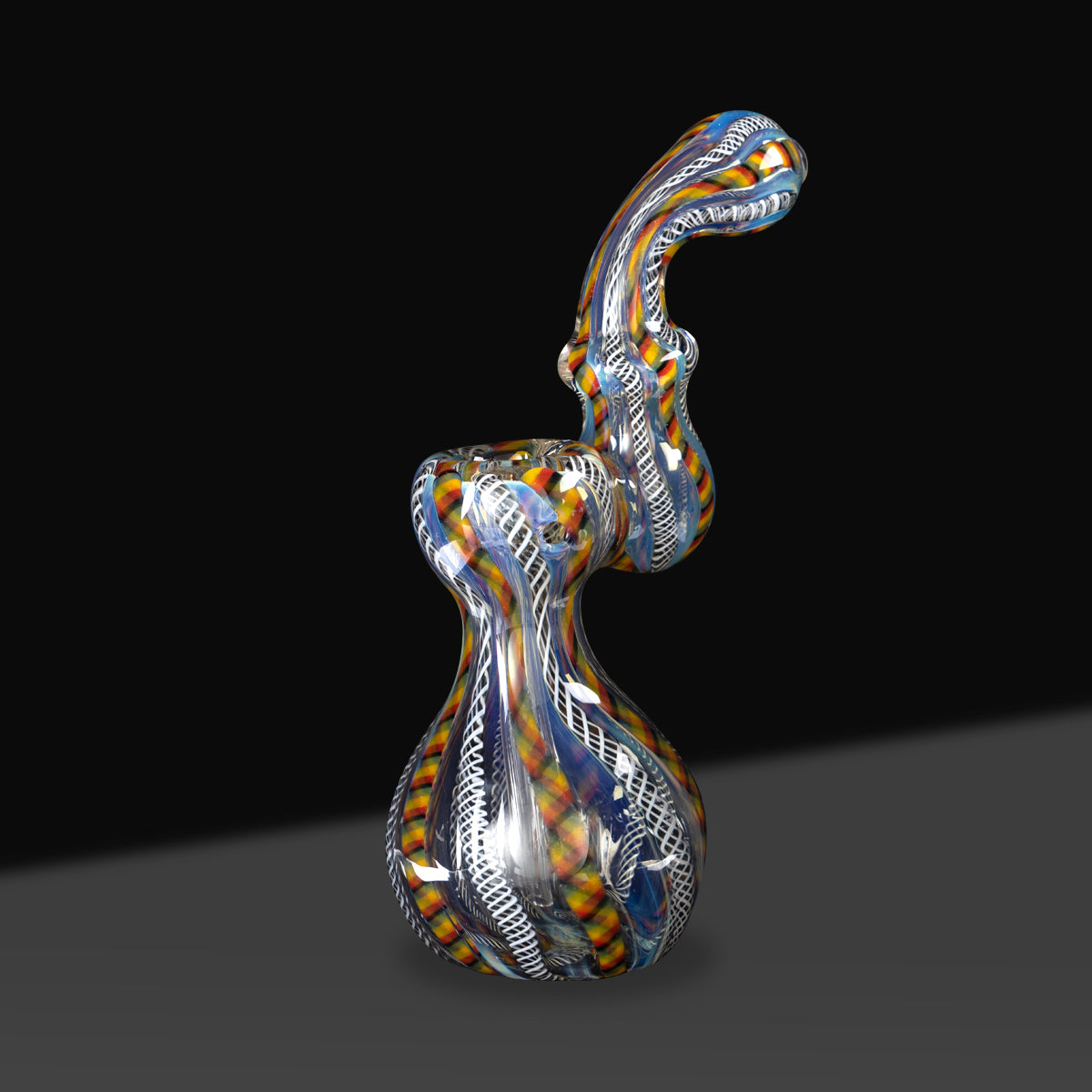 Bubbler | Small Single Diffused Fumed | 4-6" - Assorted Colors - Biohazard Inc - Rasta and Black Stripes