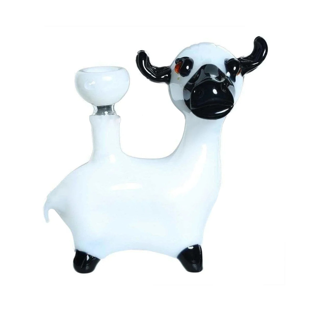 Novelty | Cow Glass Water Pipe | 5" - Glass - White/Black