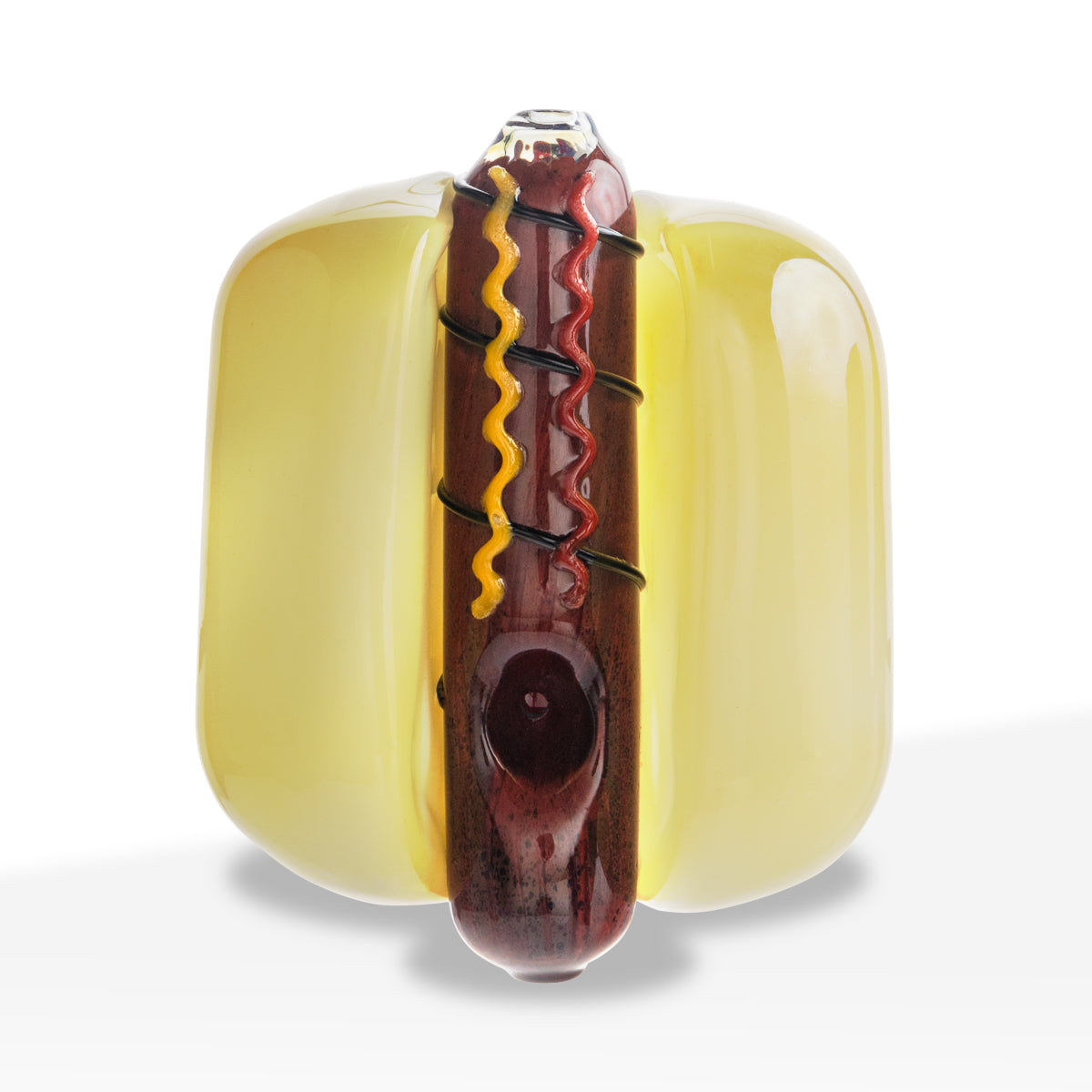 Novelty | Hot Dog Glass Hand Pipe | 5" - Glass - Yellow