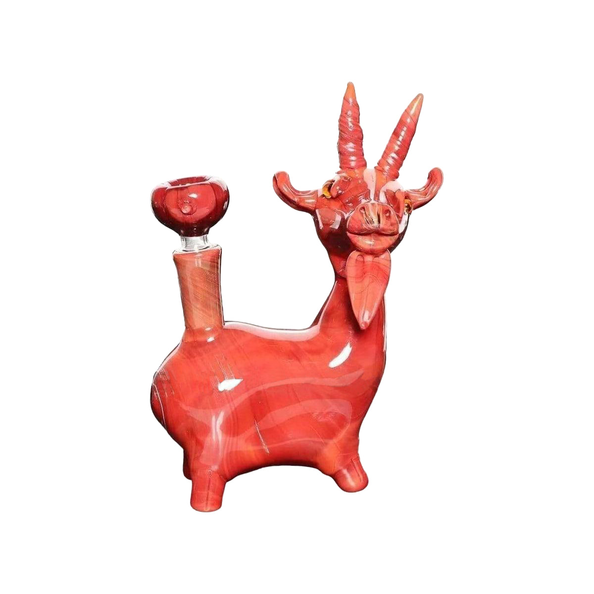 Goat Glass Water Pipe | 5" - Glass - Rusty Red | Novelty |