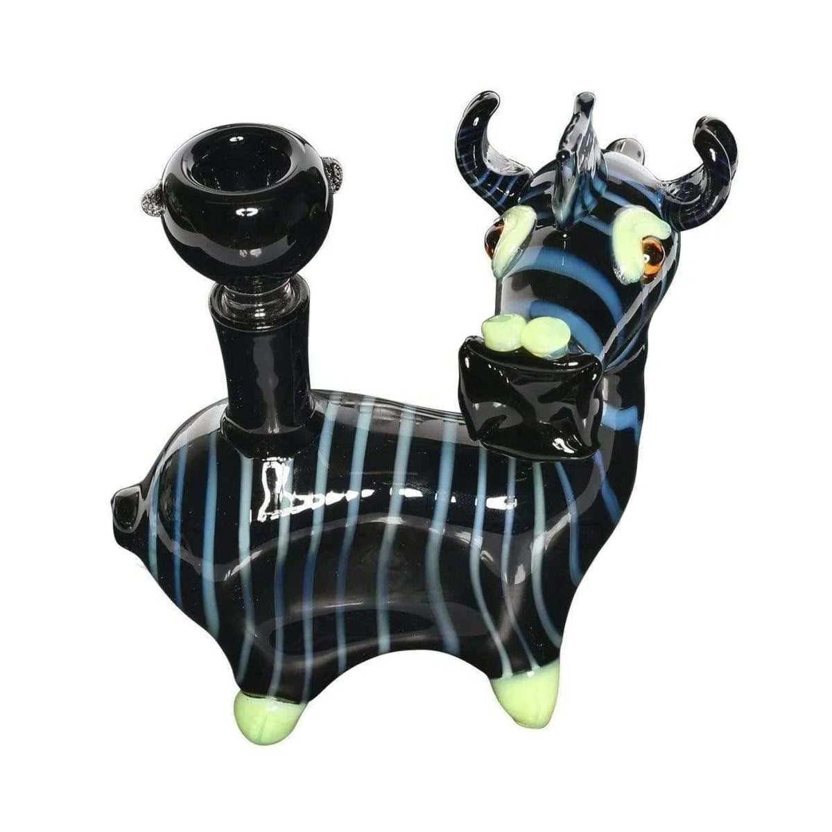 Novelty | Zebra Stripes with Slyme Water Pipe | 6" - 14mm - Black