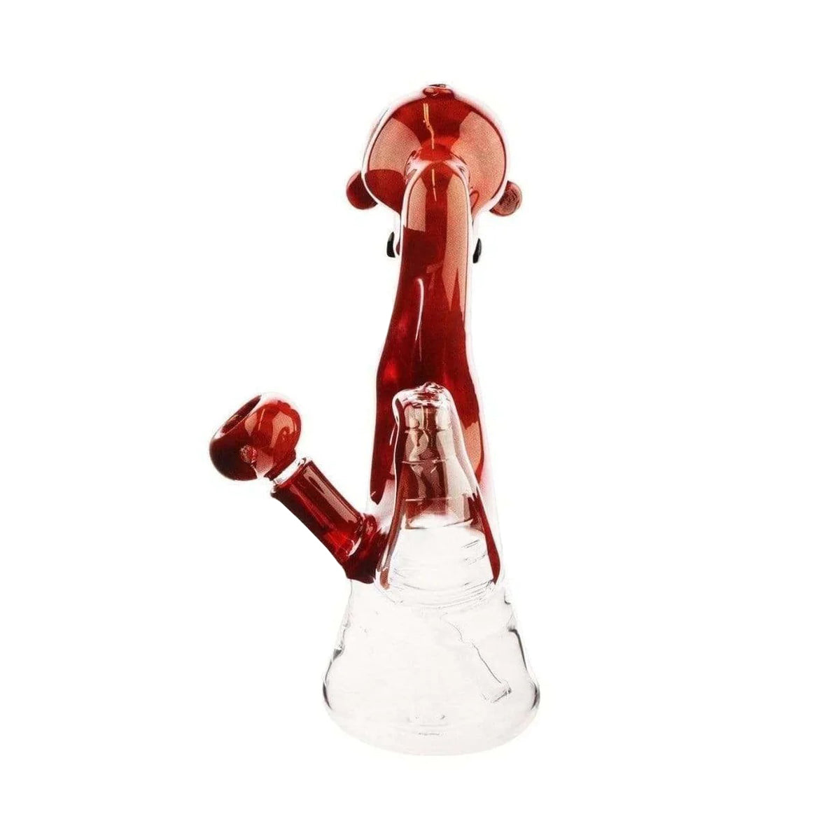 Novelty | Calavera Serpent Glass Water Pipe | 6" - Glass - Rustic Red