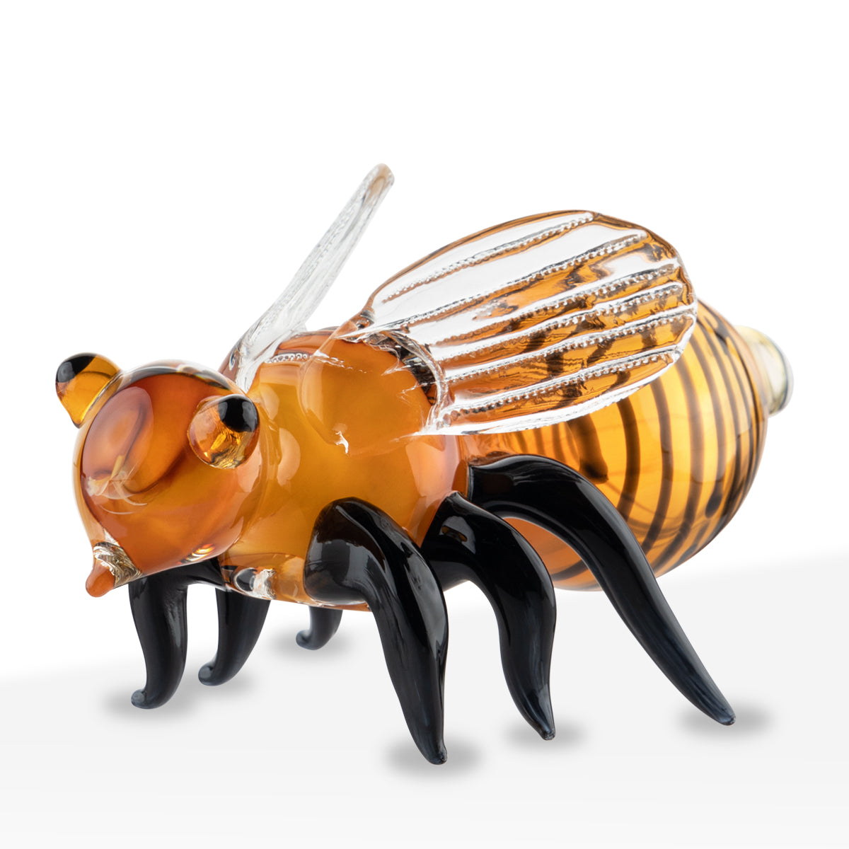 Novelty | Honey Bee Hand Pipe | 5" - Glass - Amber