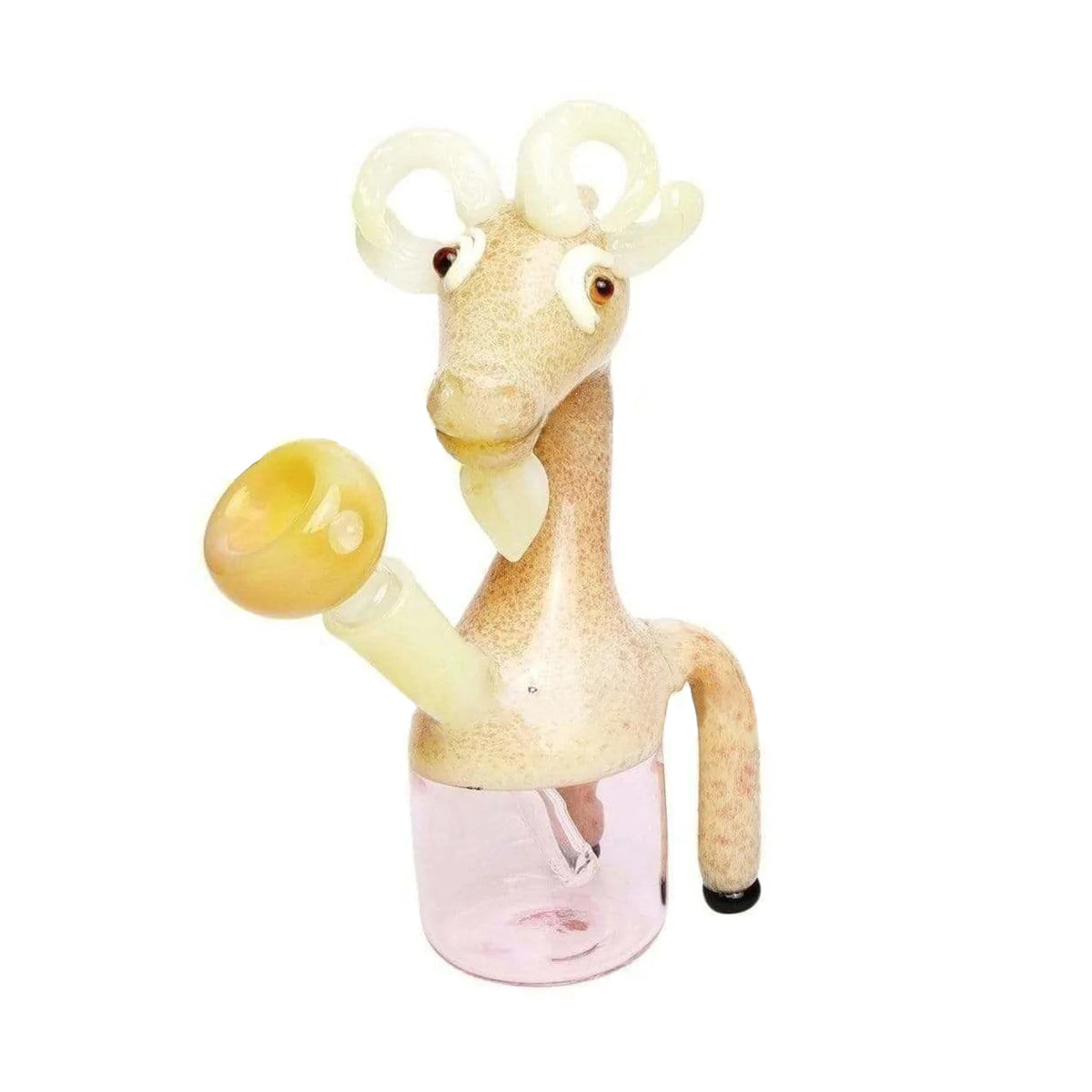 Billy Goat Glass Water Pipe | 6" - Glass - Cream & Rose | Novelty