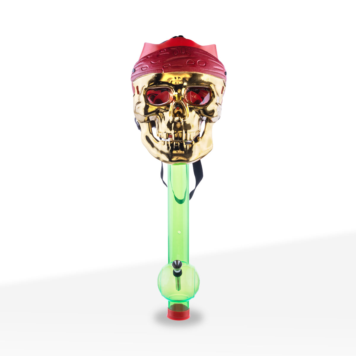 Gas Mask | Gold Bandana Skull Mask Water Pipe | 12" - Acrylic - Assorted Colors