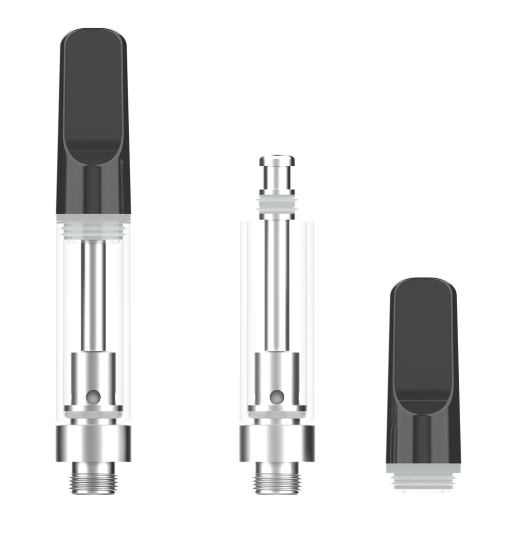 Vape Cartridge | Ceramic Coil w/ Black Flat Tip 1.5mm Aperture (510 Thread) | 1mL - Press On - 100 Count