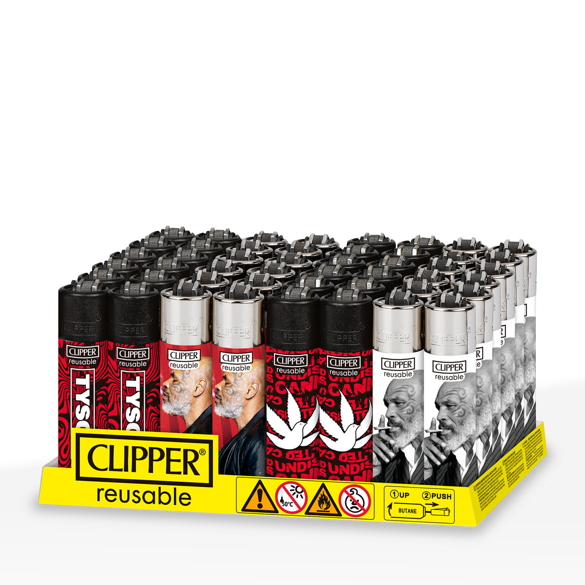 Clipper® | Mike Tyson 'Retail Display' Lighters | 48 Count - Various Styles
