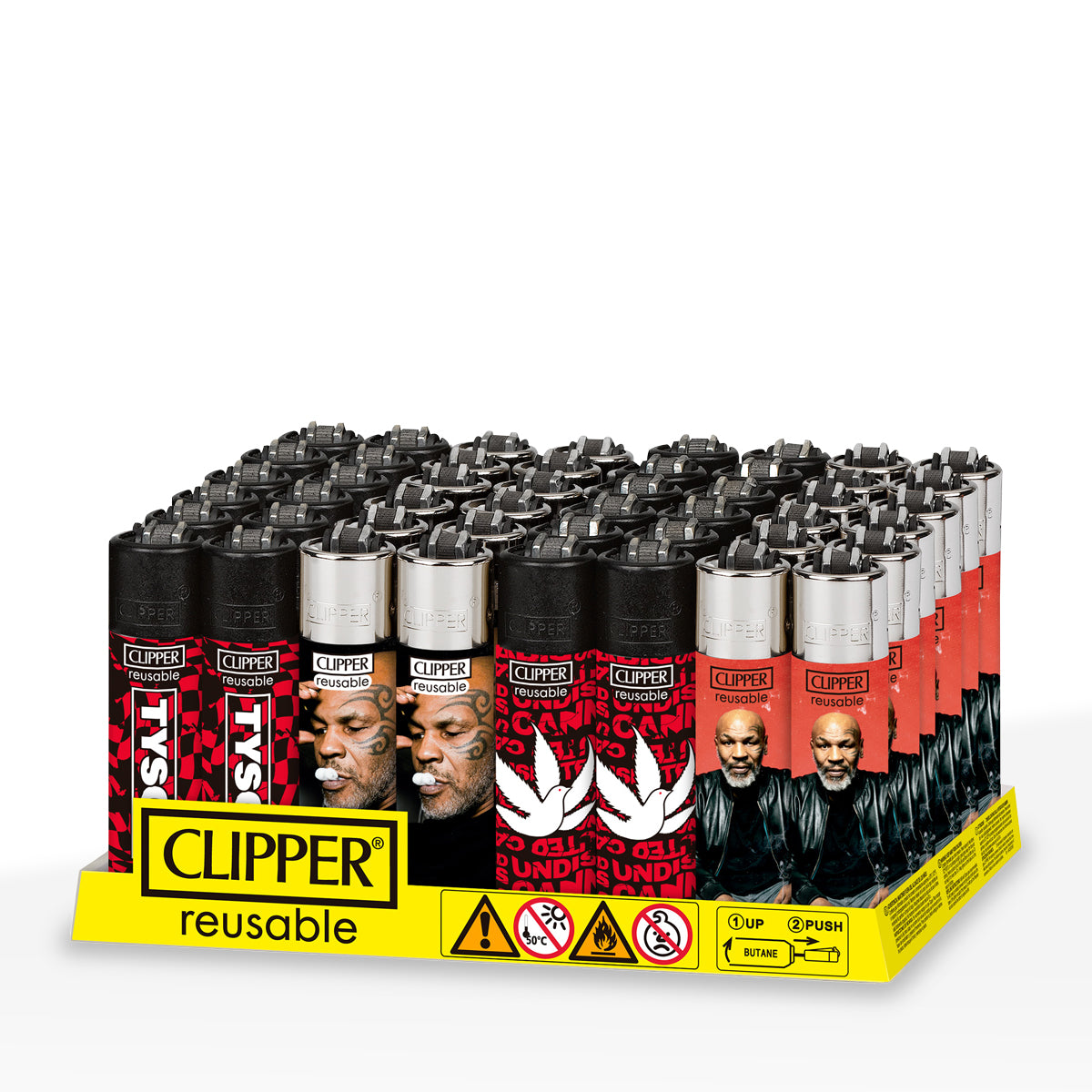 Clipper® | Mike Tyson 'Retail Display' Lighters | 48 Count - Various Styles